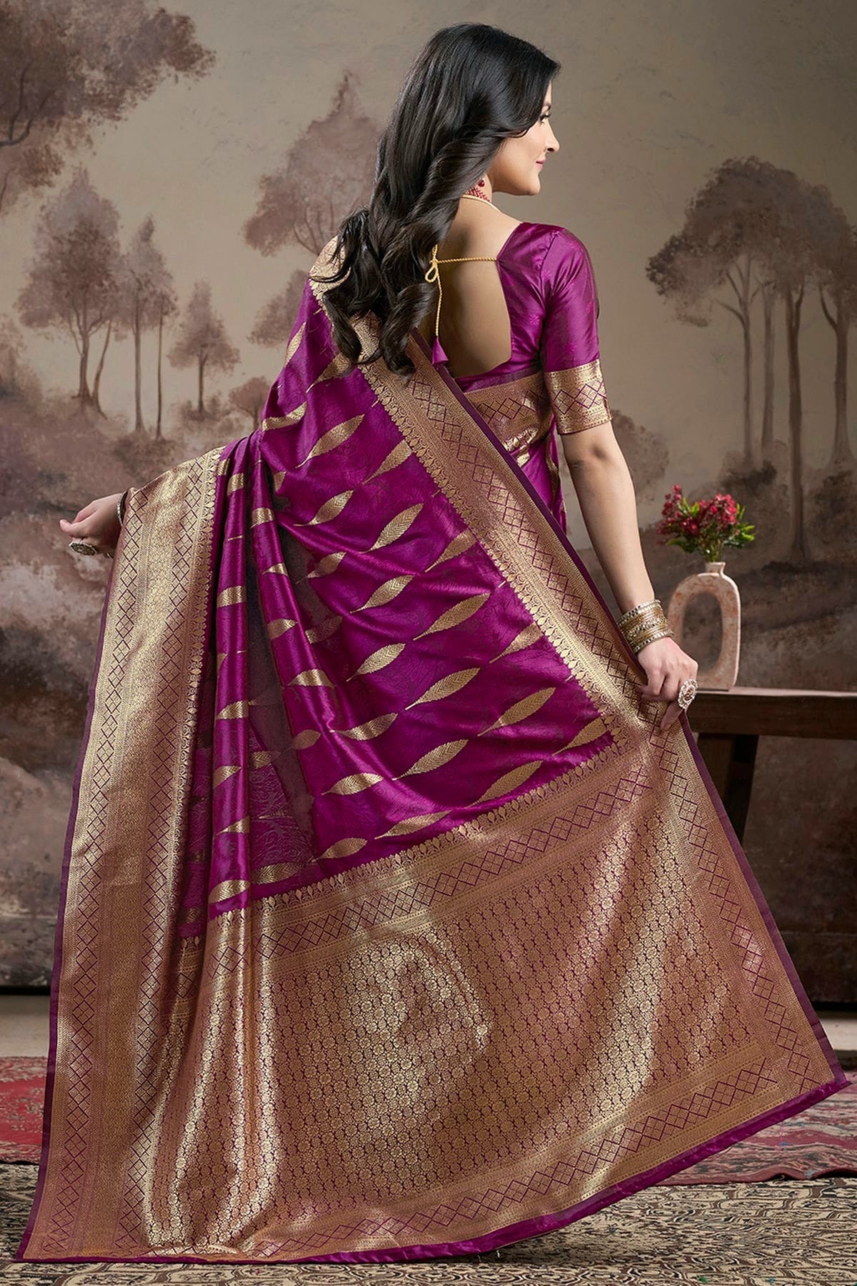 Purple Colour Lichi Silk Traditional Saree SD1112205 A