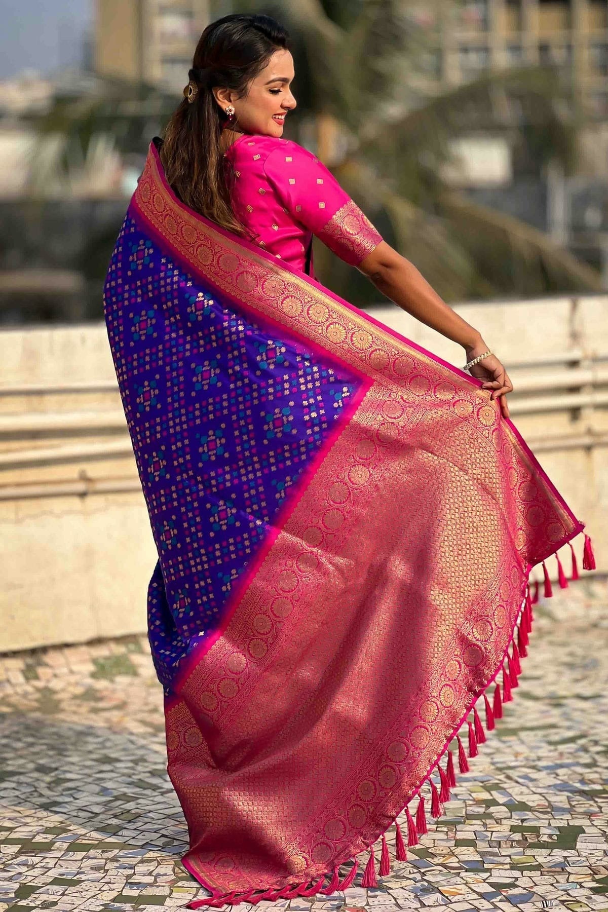 Purple Colour Meenakari Work Patola Silk Traditional Sarees SD1113387 A