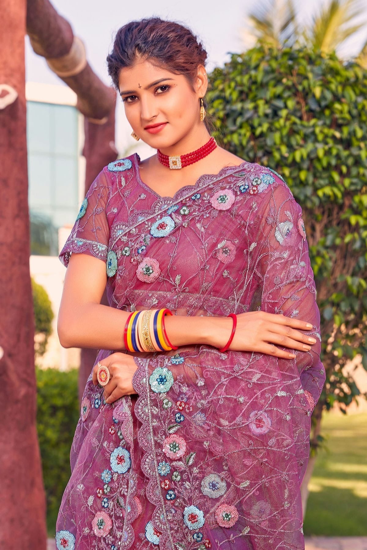 Purple Colour Net Designer Saree LC1121357 A