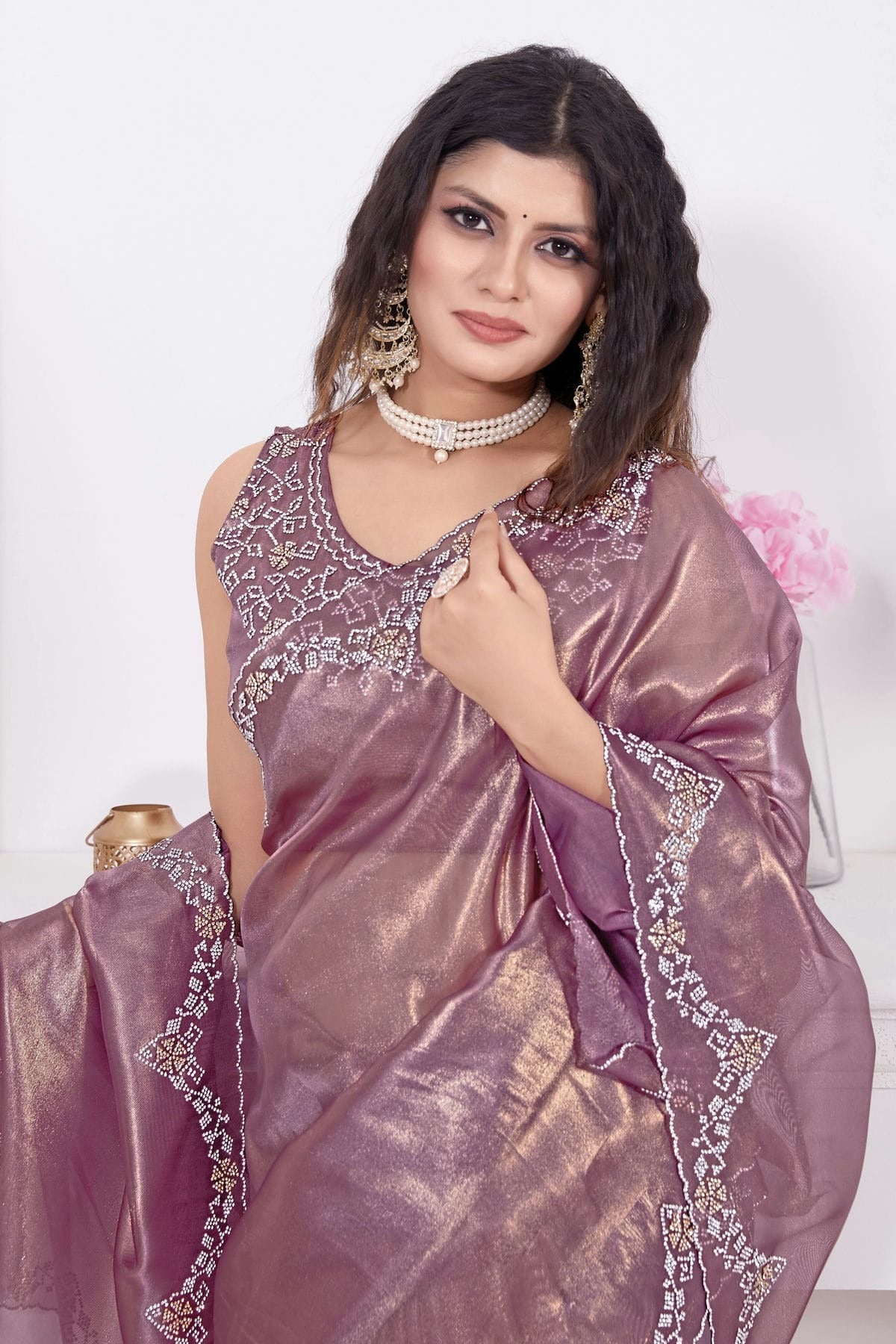 Purple Colour Net Designer Saree LC1121784 A