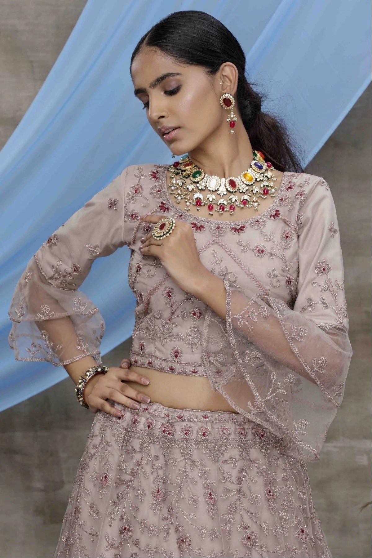 Purple Colour Net Embroidery Lehenga Choli LC1150031 B