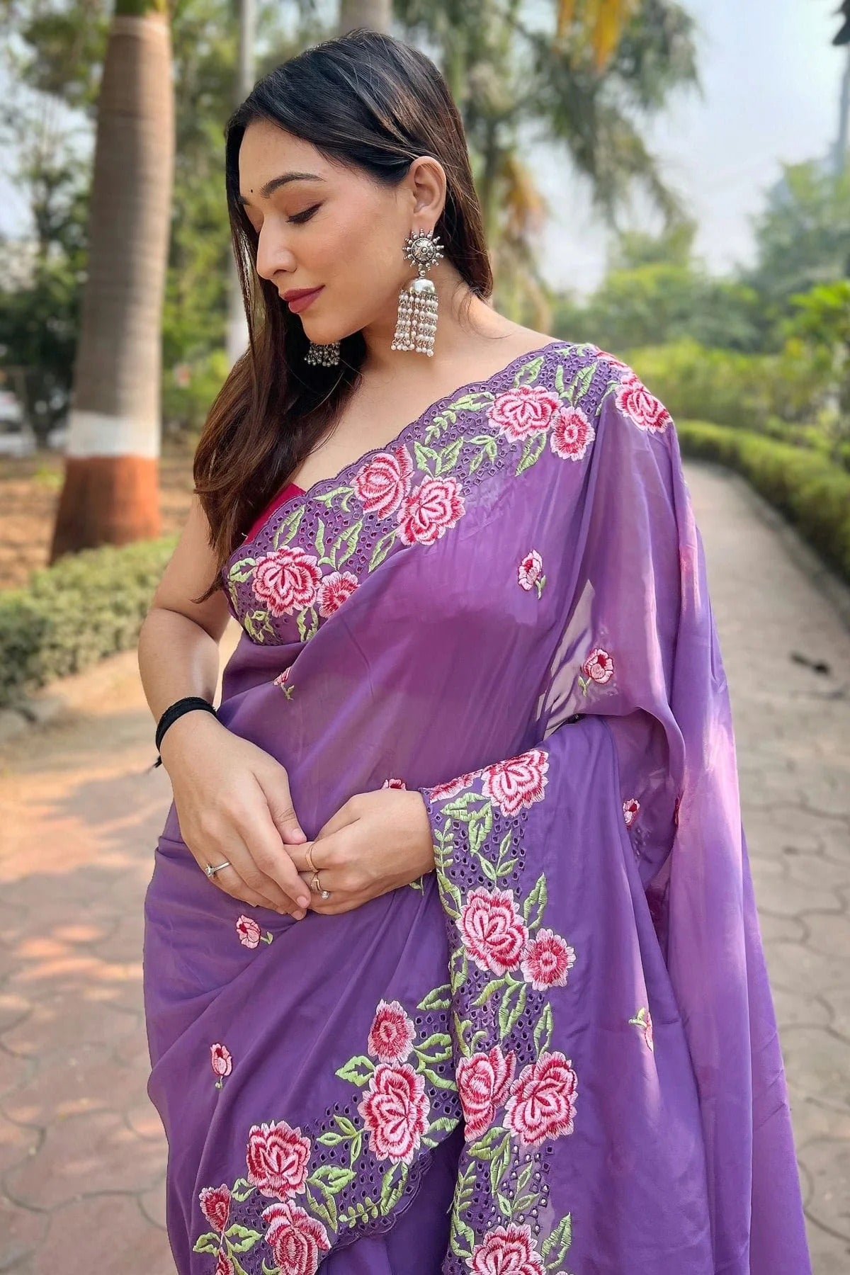 Purple Colour Organza Saree SD1110505 A