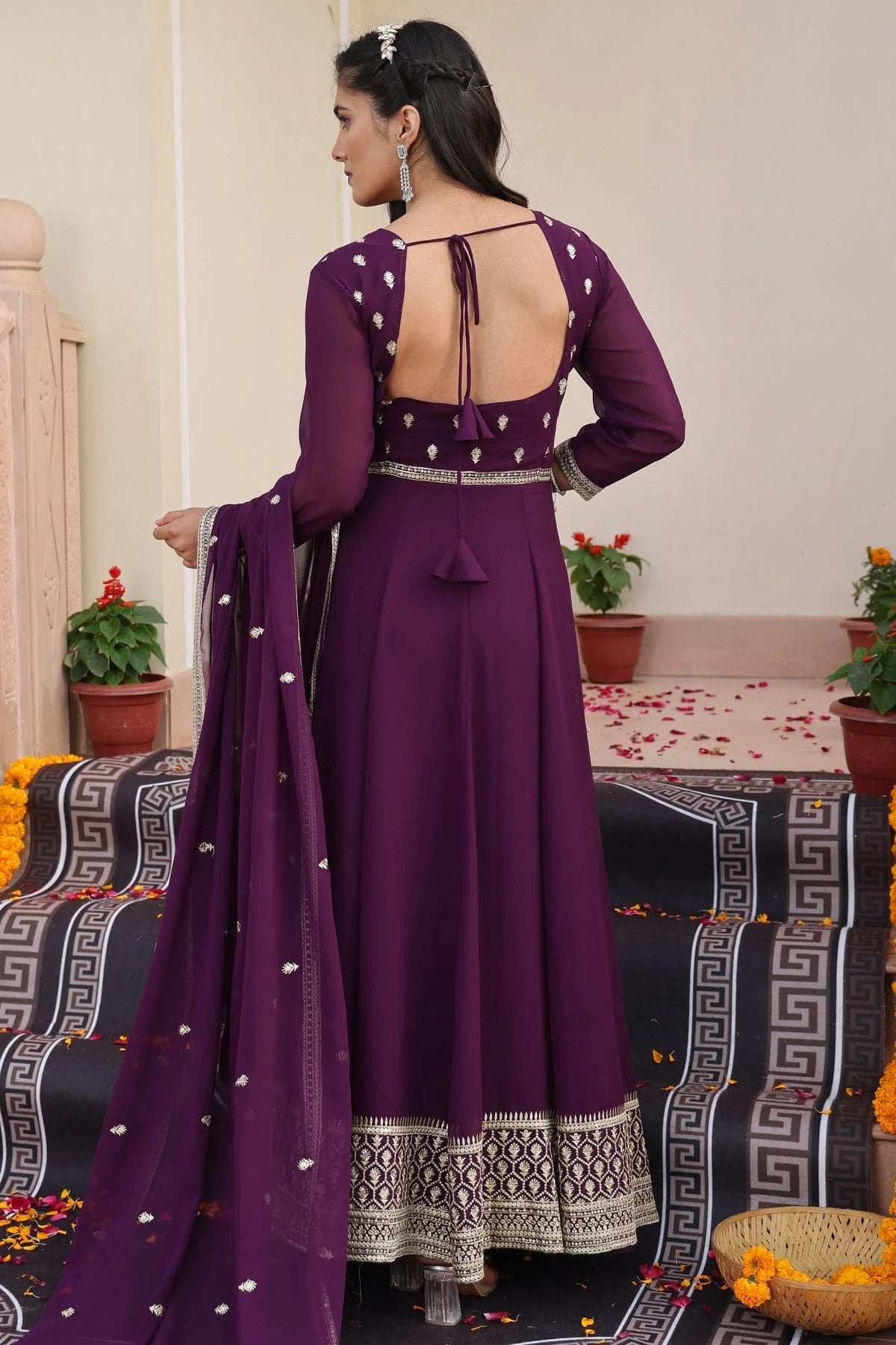 Purple Colour Semi Stitched Georgette Anarkali Suit SM1170031 B