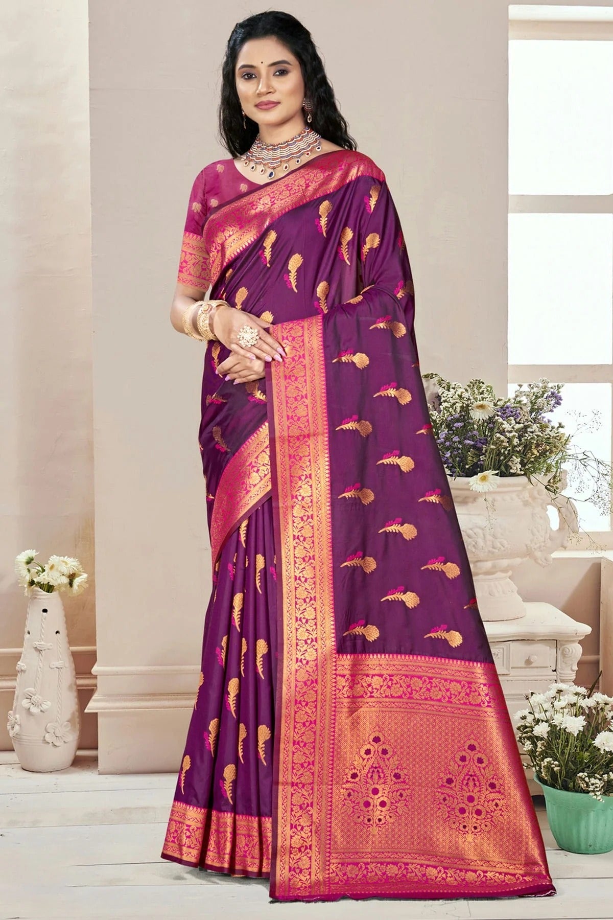 Purple Colour Silk Woven Work Traditional Saree SD1103069