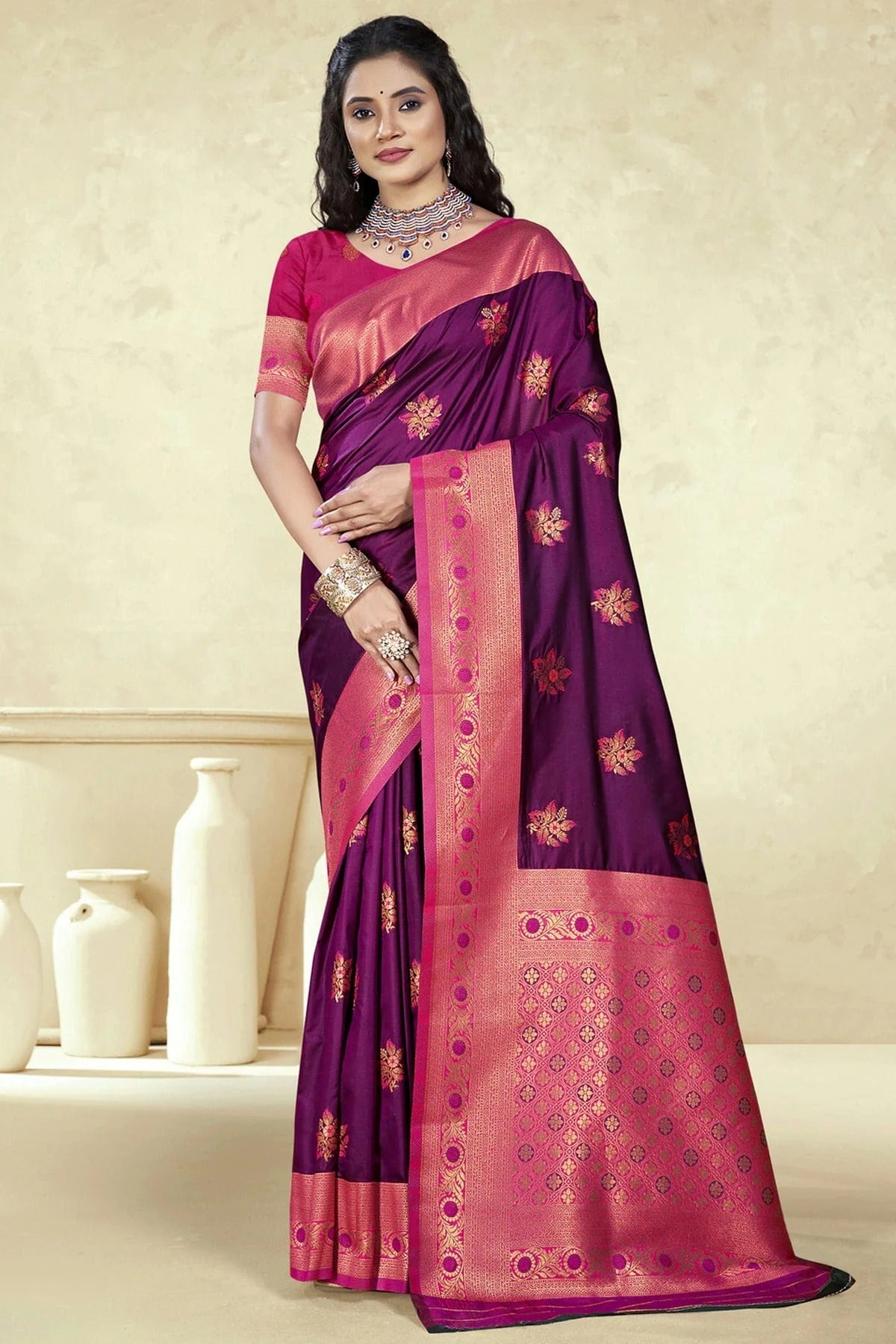 Purple Colour Silk Woven Work Traditional Saree SD1103091