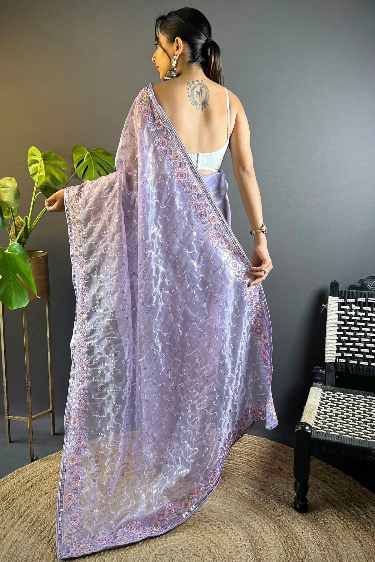 Purple Colour Twill Net Designer Saree SD1111883 A