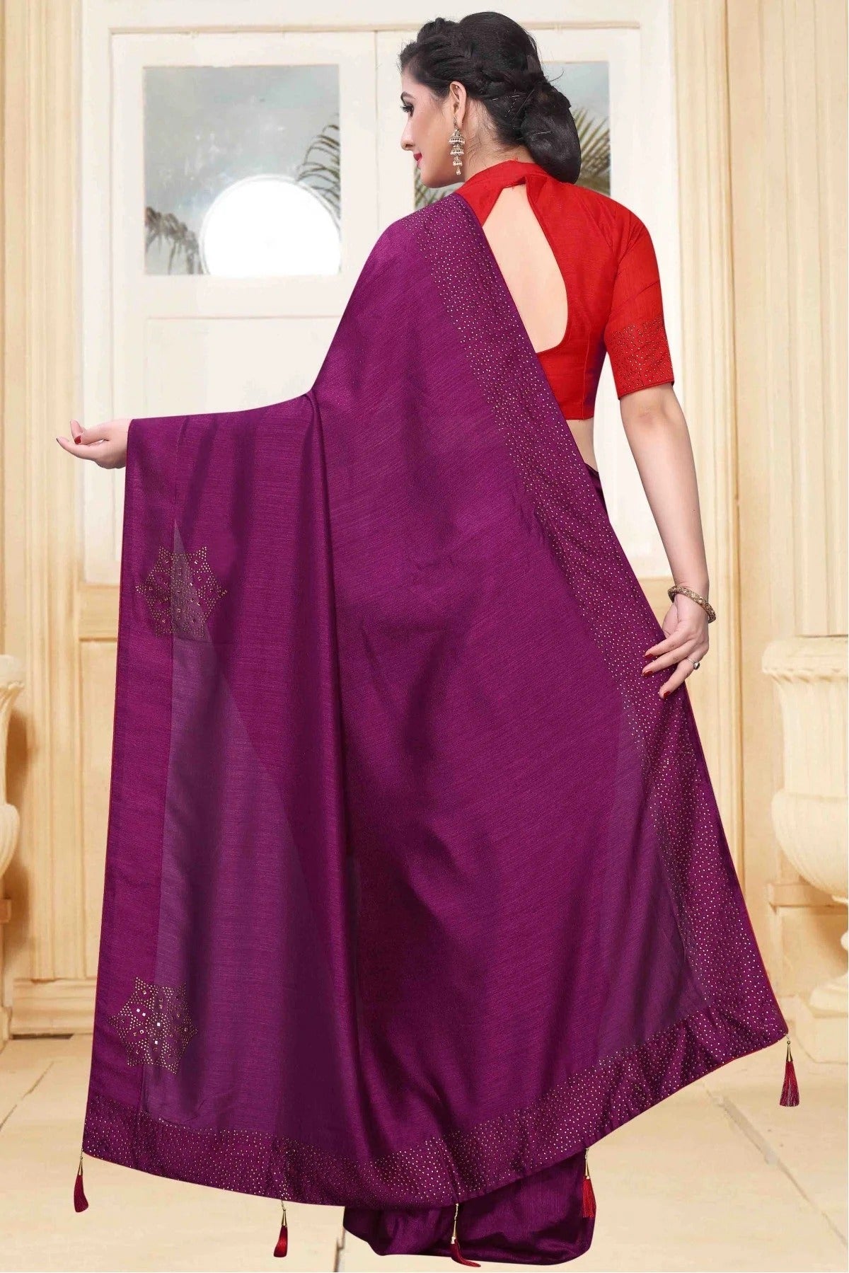 Purple Colour Vichitra Silk Designer Saree SD1120618 A