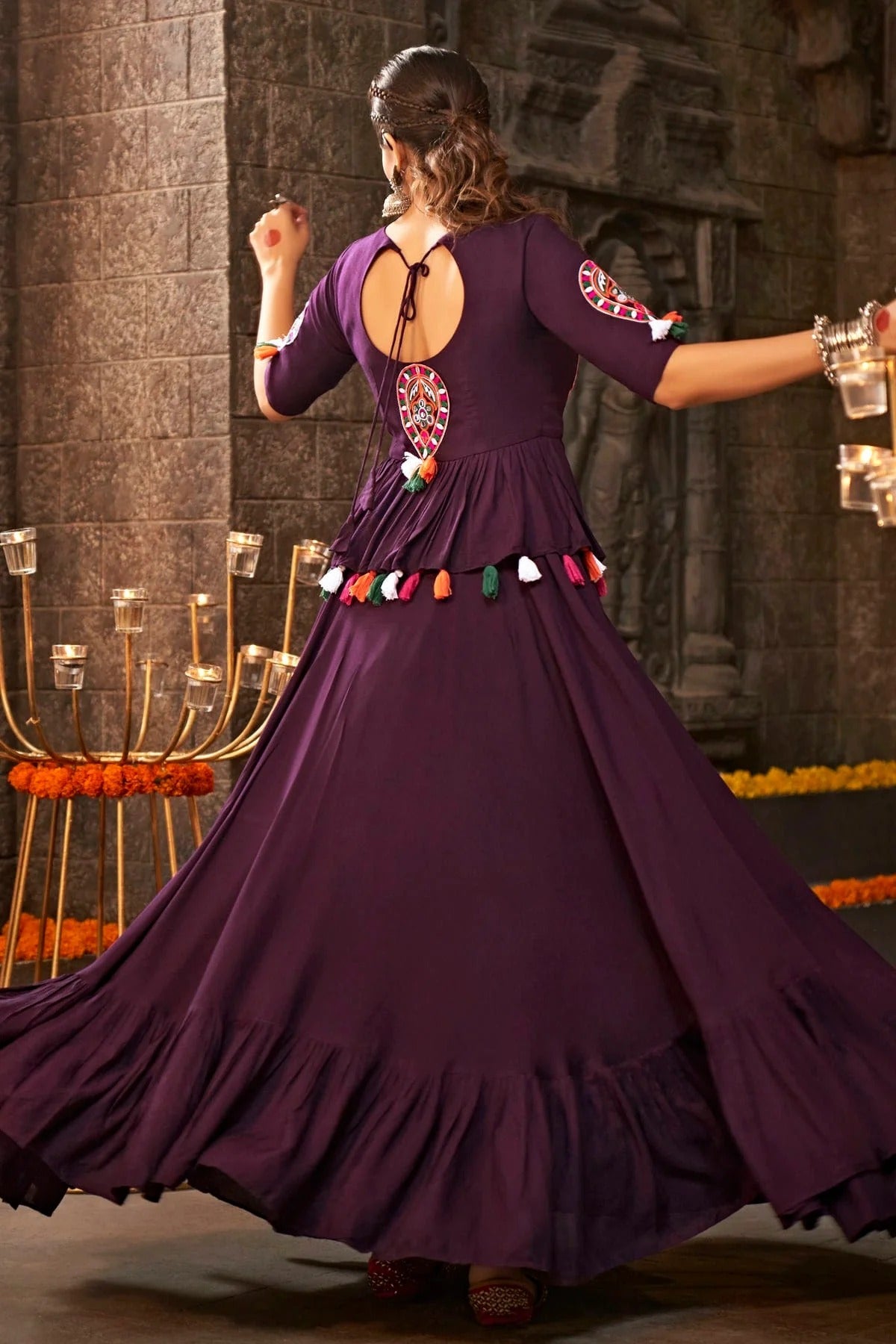 Purple Colour Viscose Rayon Navratri Lehenga LC1150224 A