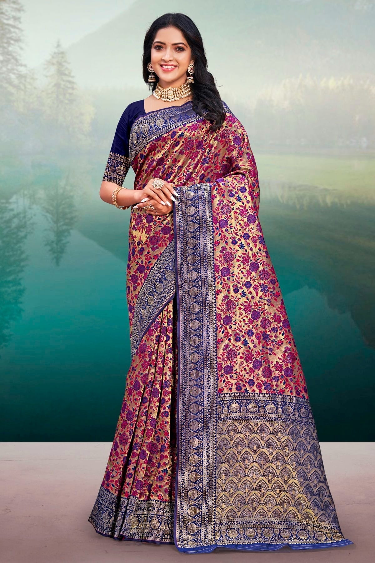 Purple Colour Woven Work Banarasi Silk Saree SD1101391