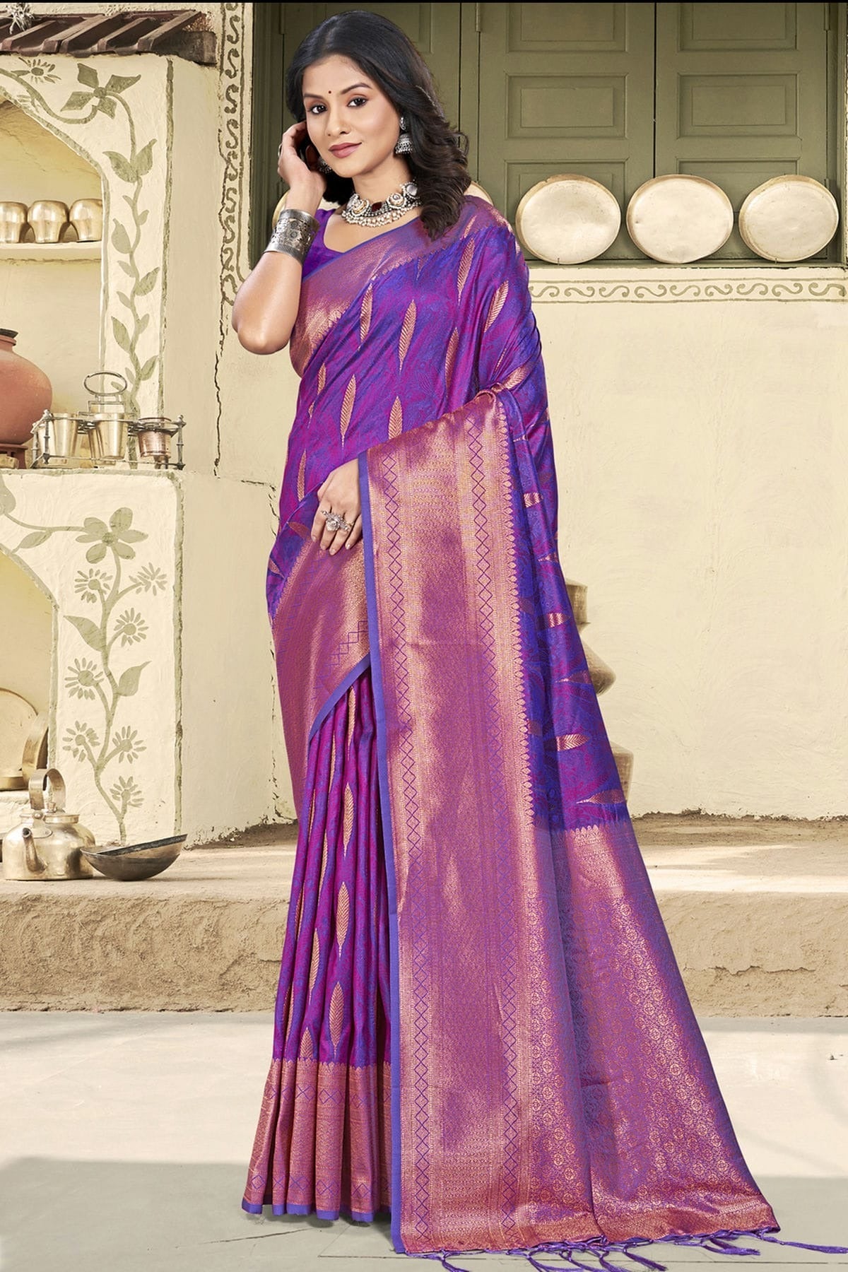 Purple Colour Woven Work Silk Traditional Saree SD1103355