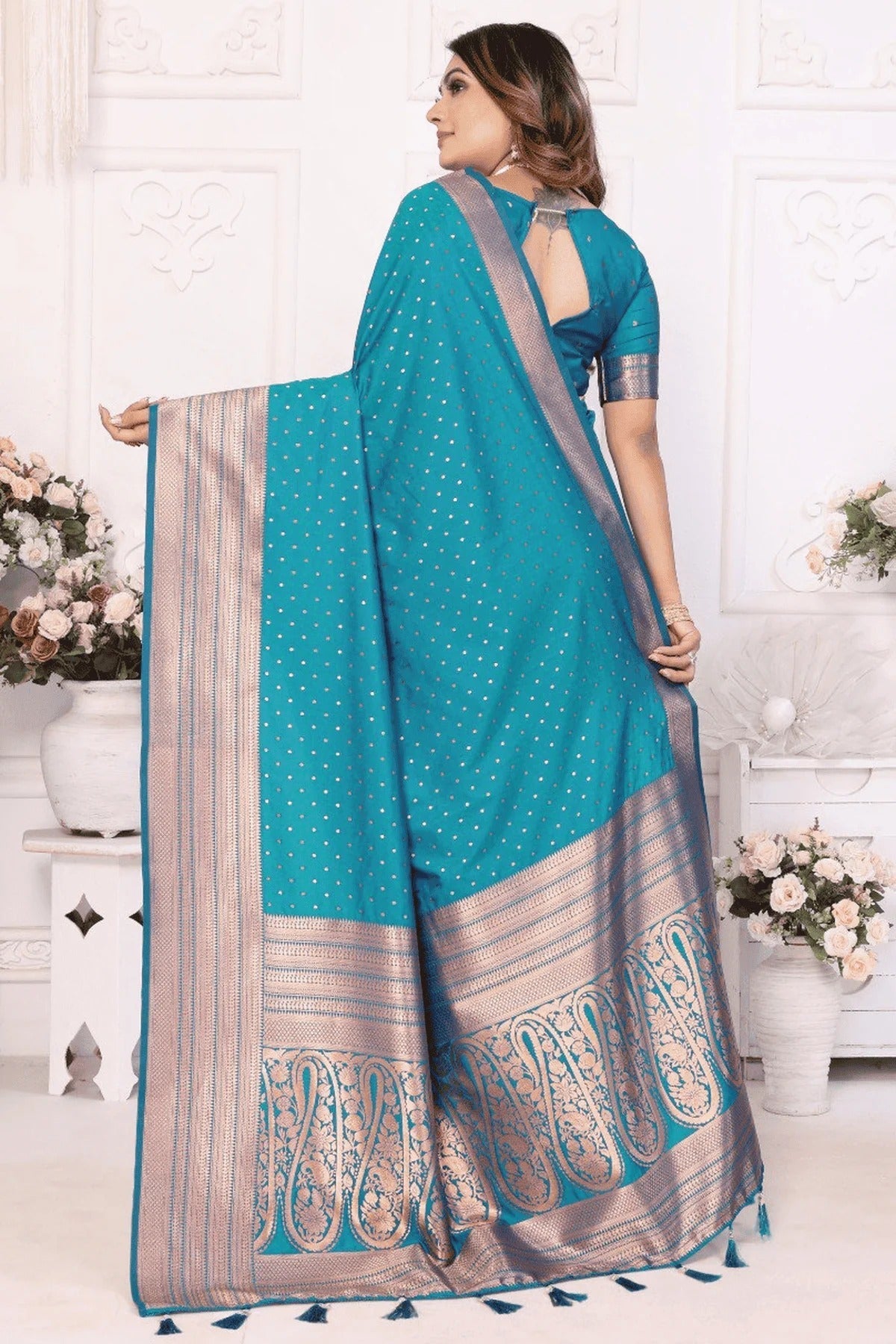 Rama Blue Colour Woven Work Soft Silk Traditional Saree SD1250283 B