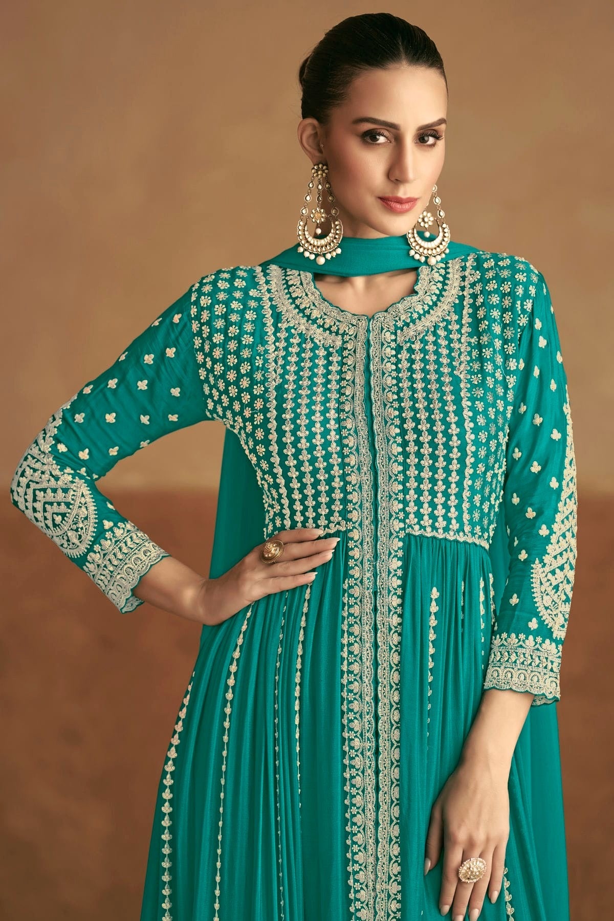 Rama Green Colour Chinon Pant Style Suit SM1140538 A