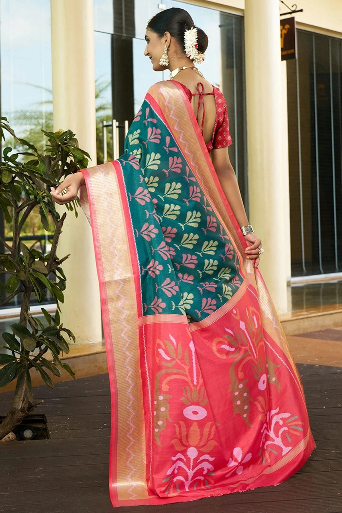 Rama Green Colour Crepe Traditional Saree SD1111907 A