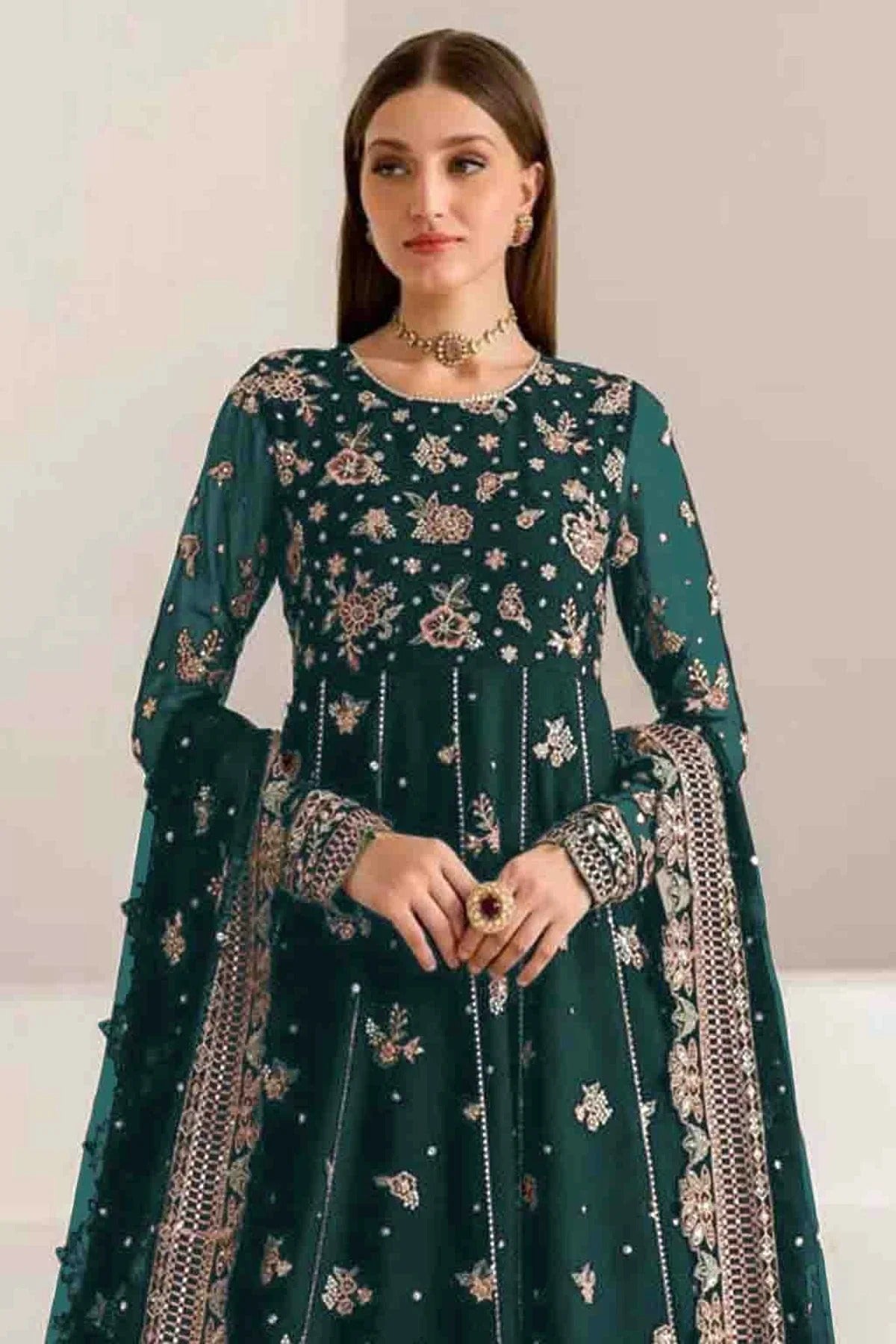 Rama Green Colour Faux Georgette Anarkali Suit SM1140889 A