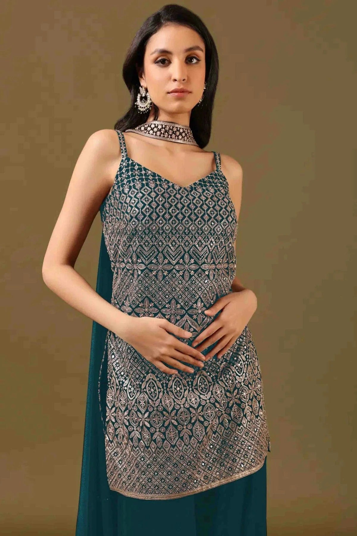 Rama Green Colour Georgette Stitched Sharara Suit SS1140985 A
