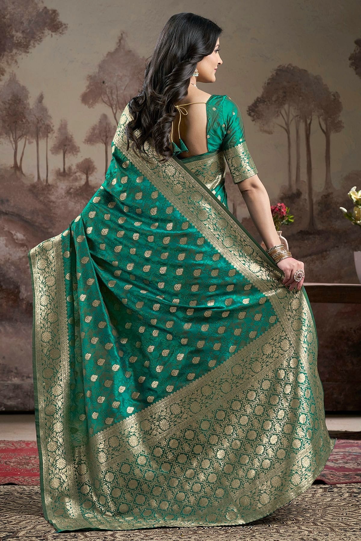 Rama Green Colour Lichi Silk Traditional Saree SD1112211 A