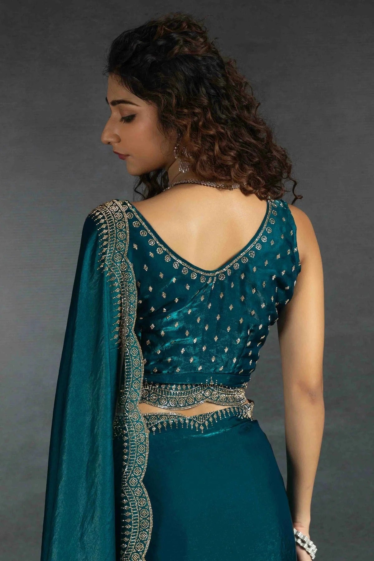 Rama Green Colour Satin Silk Designer Saree SD1122008 B