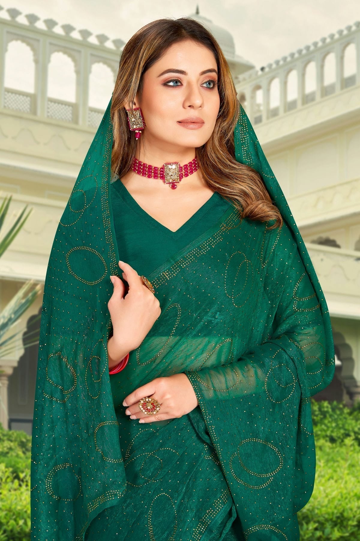 Rama Green Colour Silk Designer Saree LC1121476 A