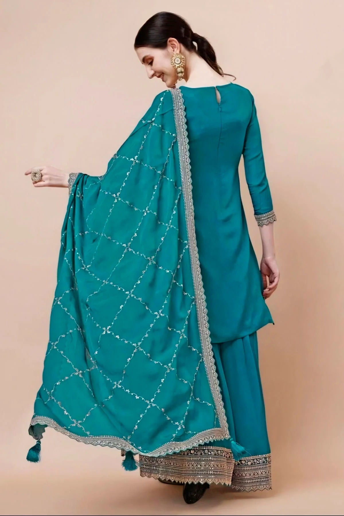 Rama Green Colour Viscose Chinon Sharara Suit SM1110728 A