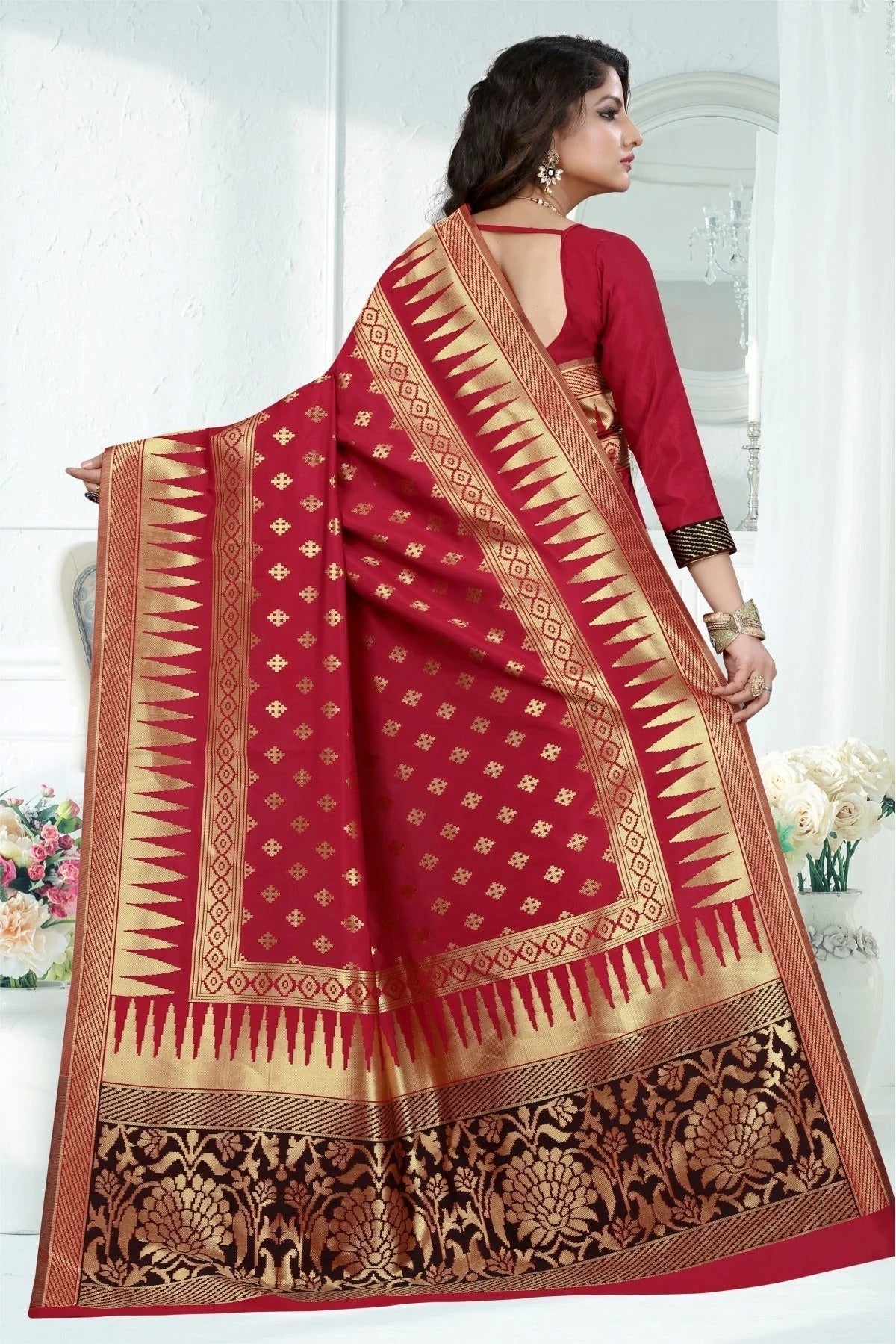 Red Colour Banarasi Art Silk Woven Saree SD1120778 A