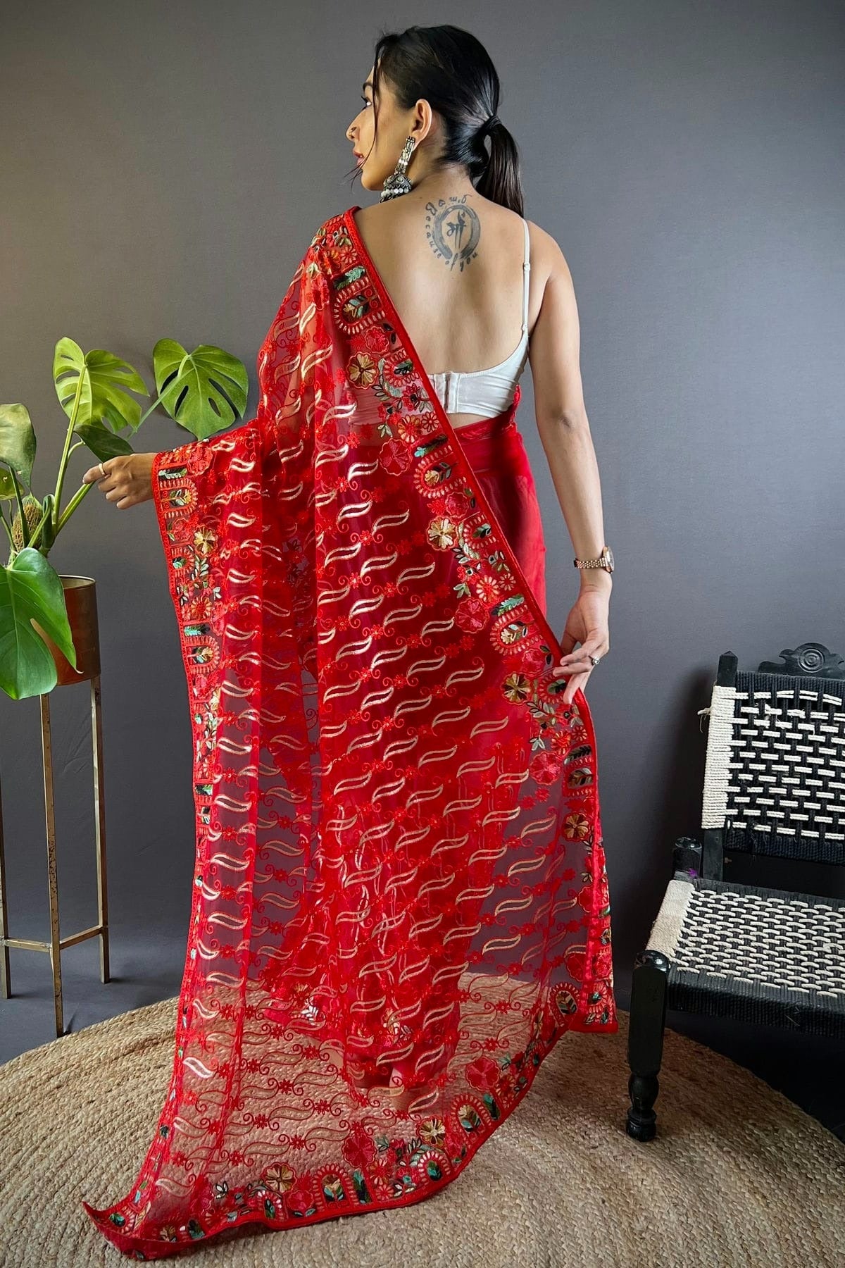 Red Colour Butterfly Net Designer Saree SD1111887 A