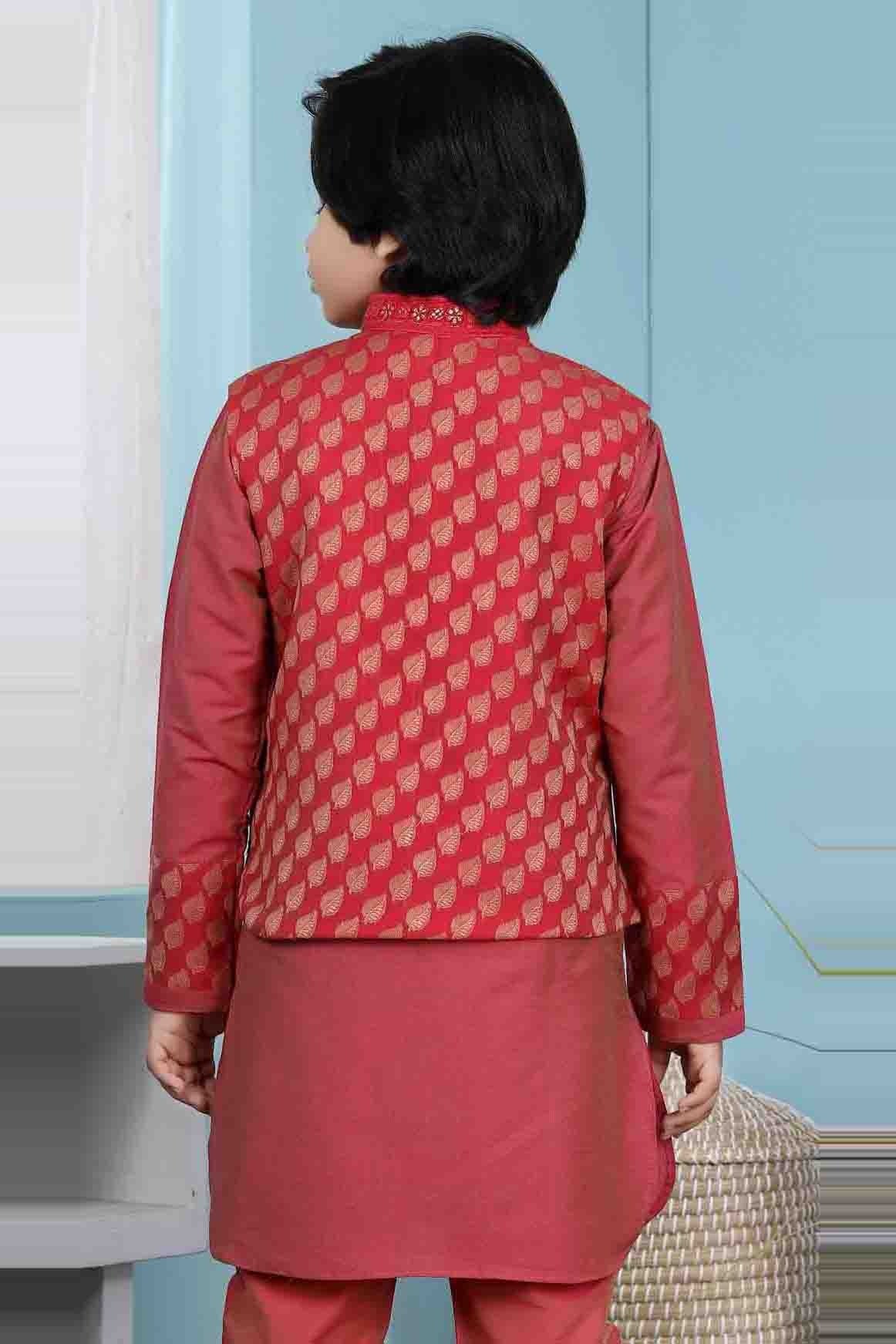 Red Colour Chanderi Silk Jacket BW1070123 C