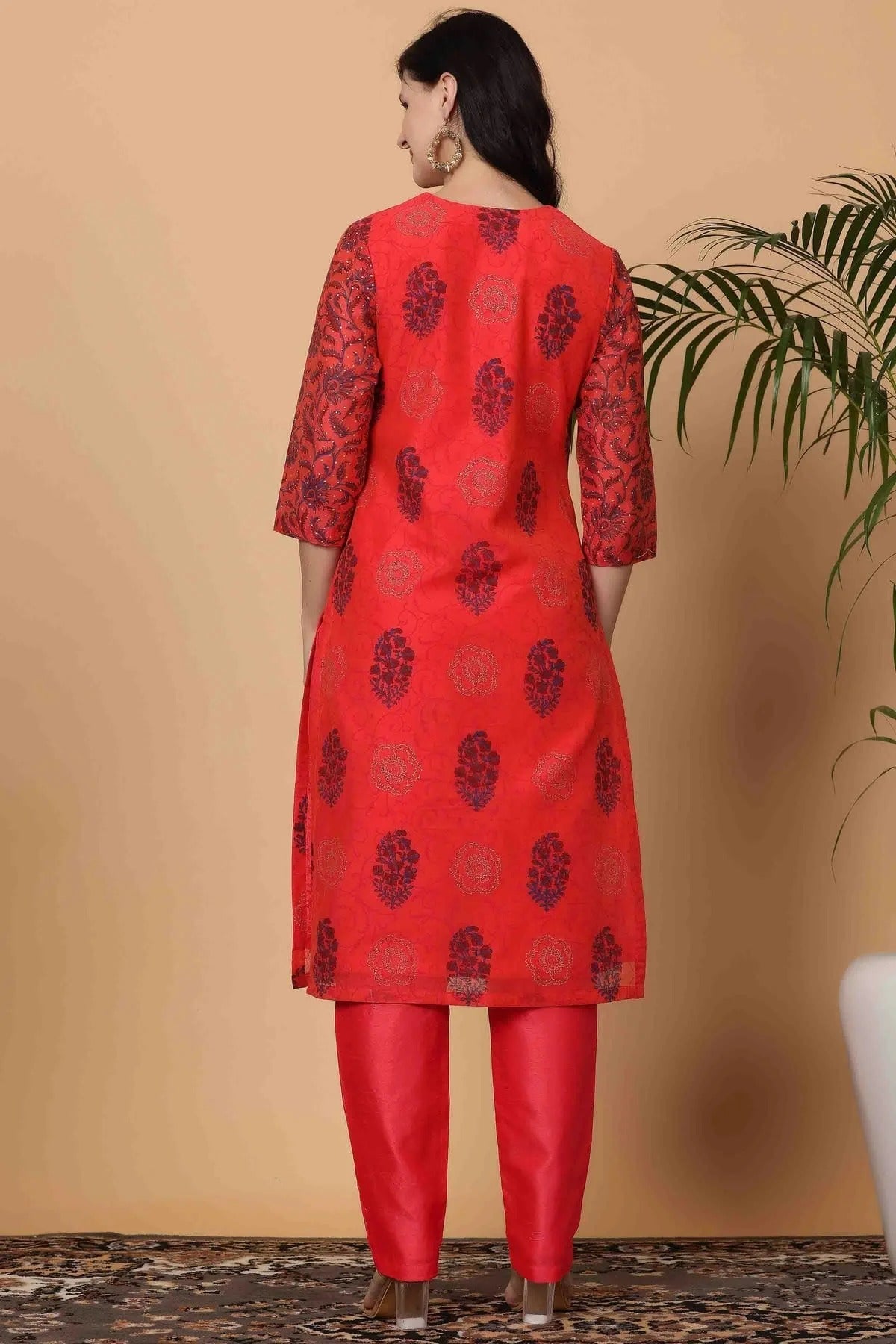 Red Colour Chanderi Stitched Suit SS1112917 A