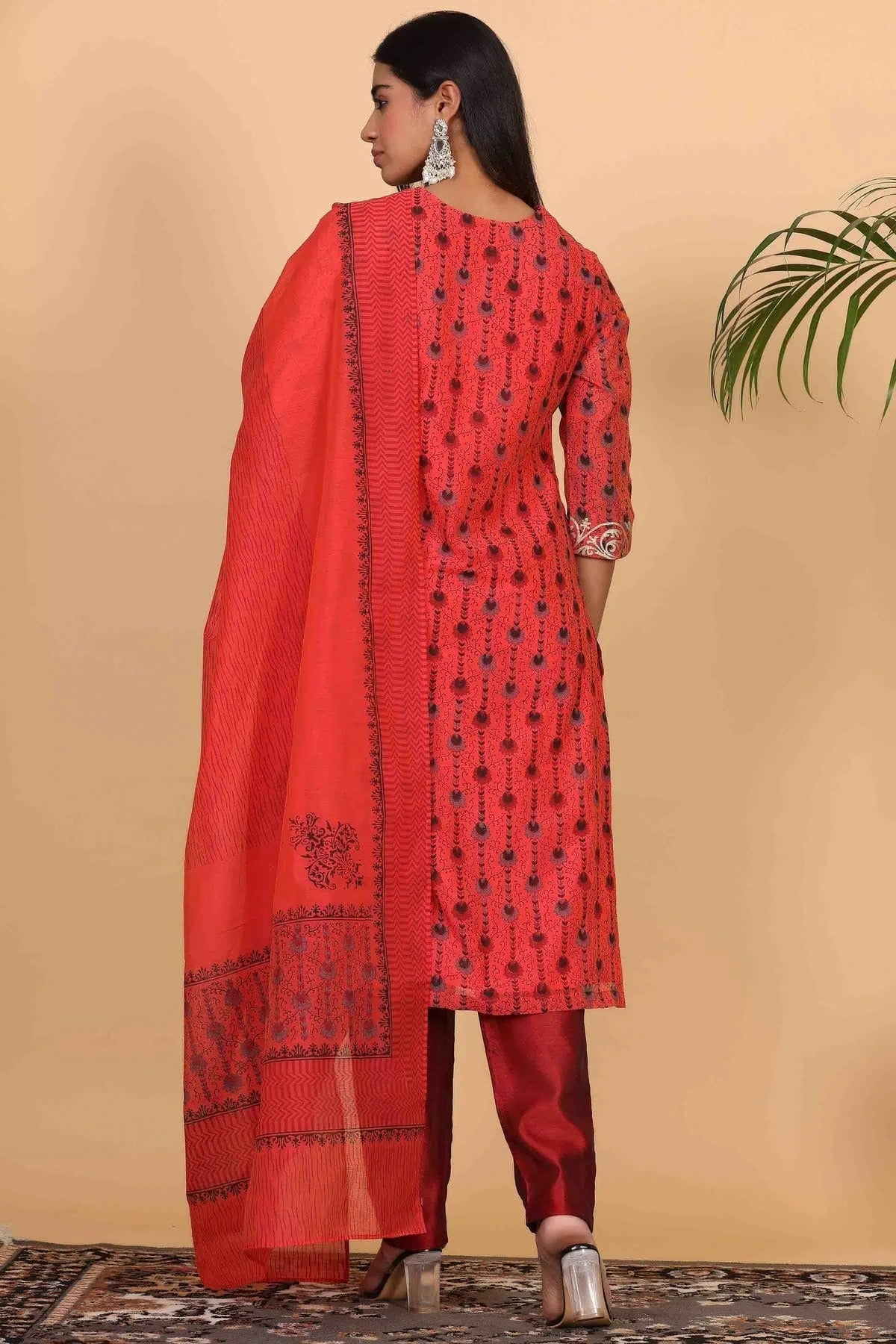 Red Colour Chanderi Stitched Suit SS1112920 A