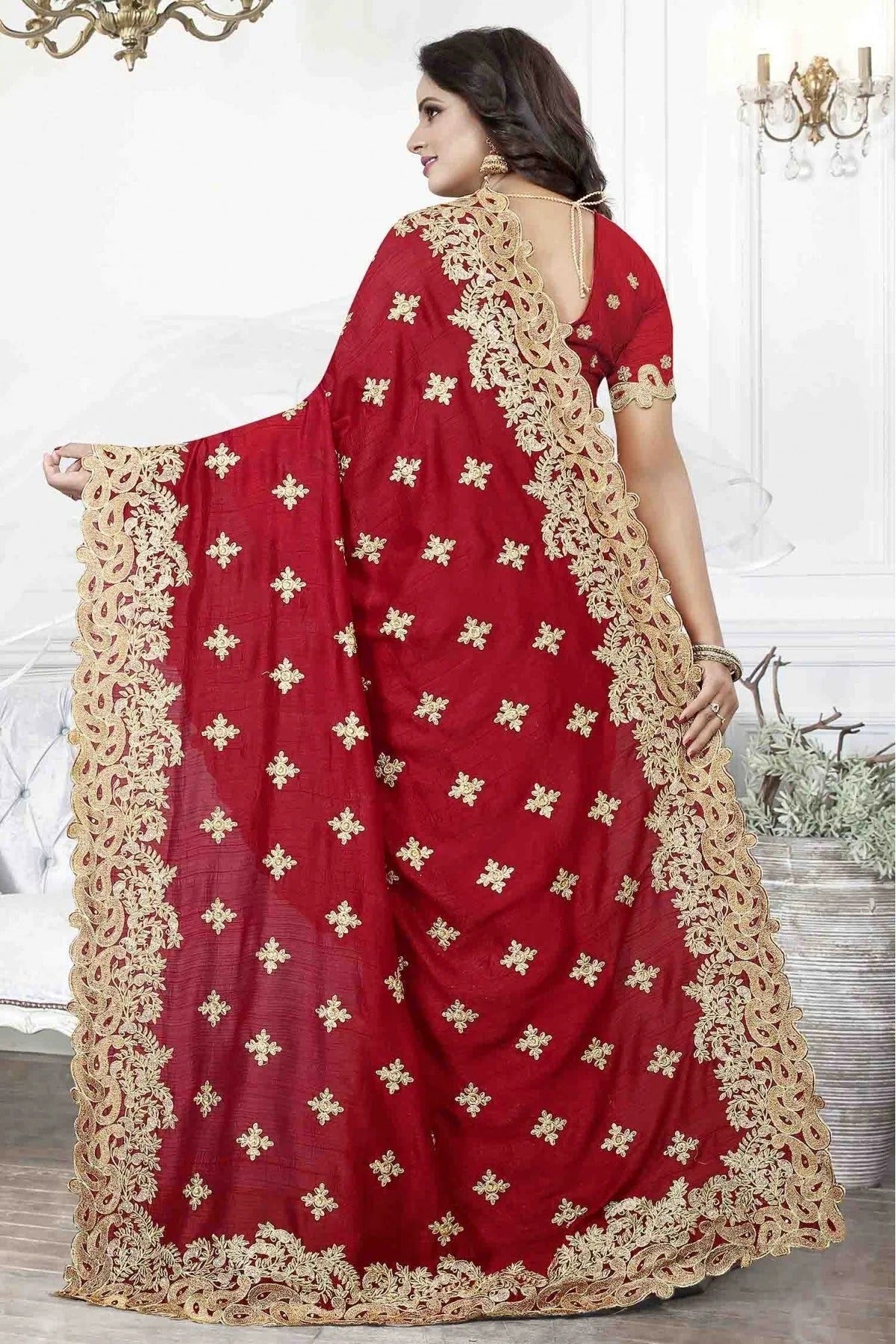 Red Colour Cherry Silk Designer Saree SD1120486 A