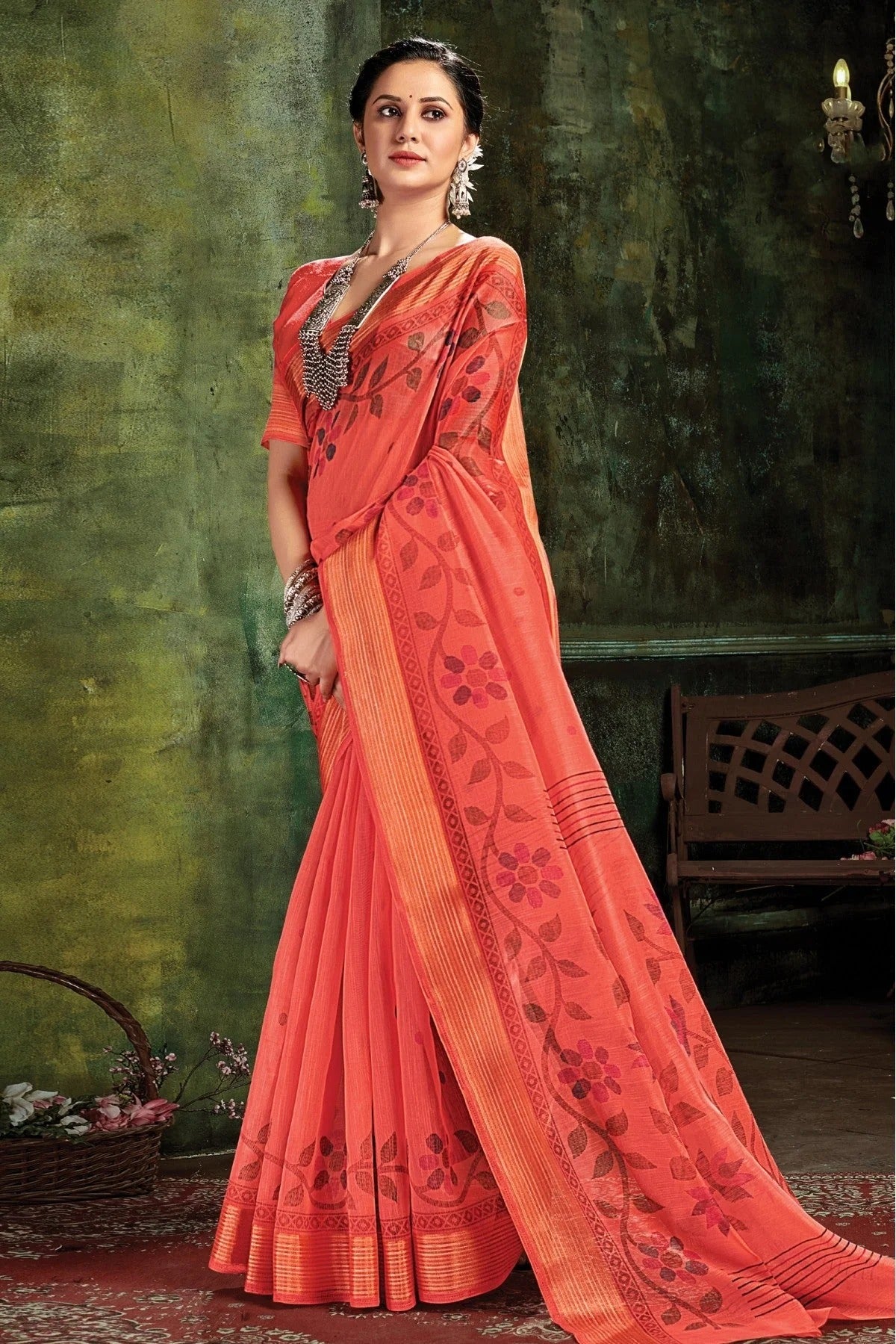 Red Colour Cotton Woven Saree SD1100686