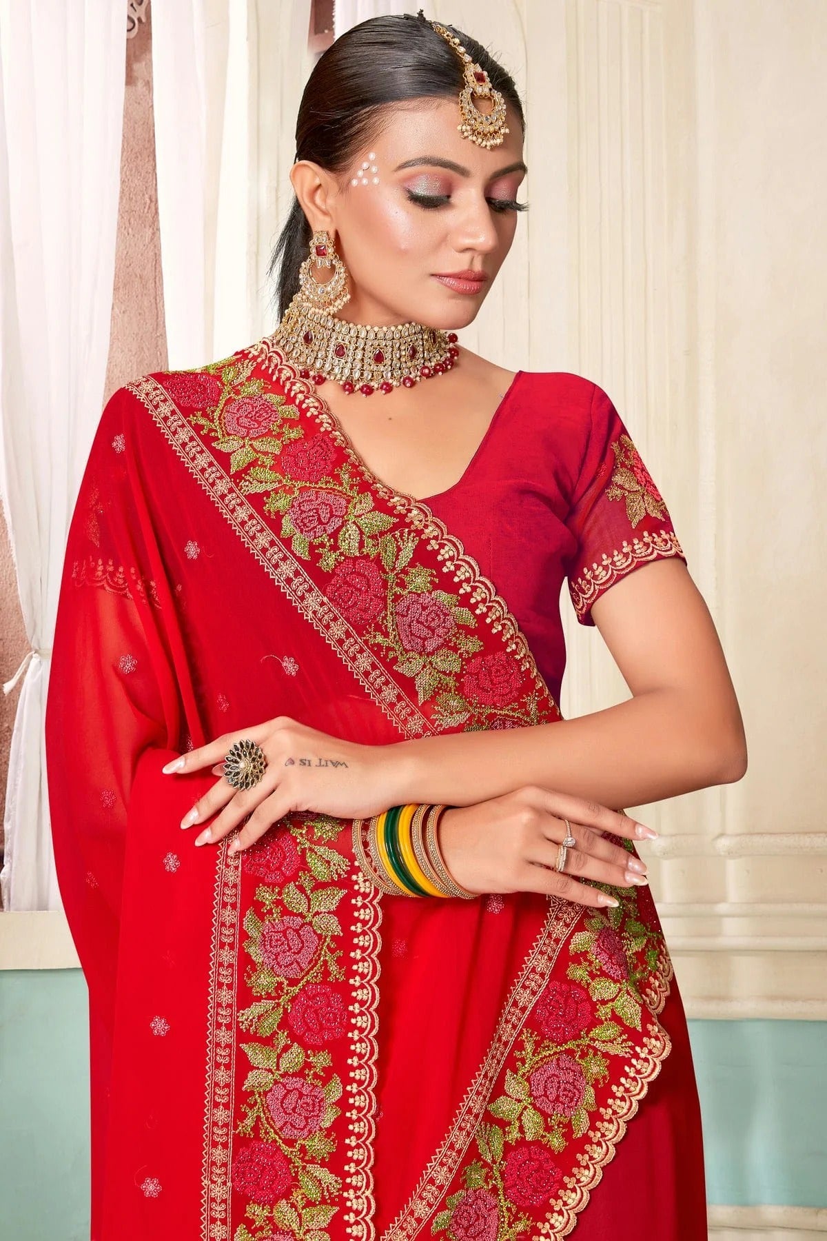 Red Colour Georgette Designer Saree LC1121483 A