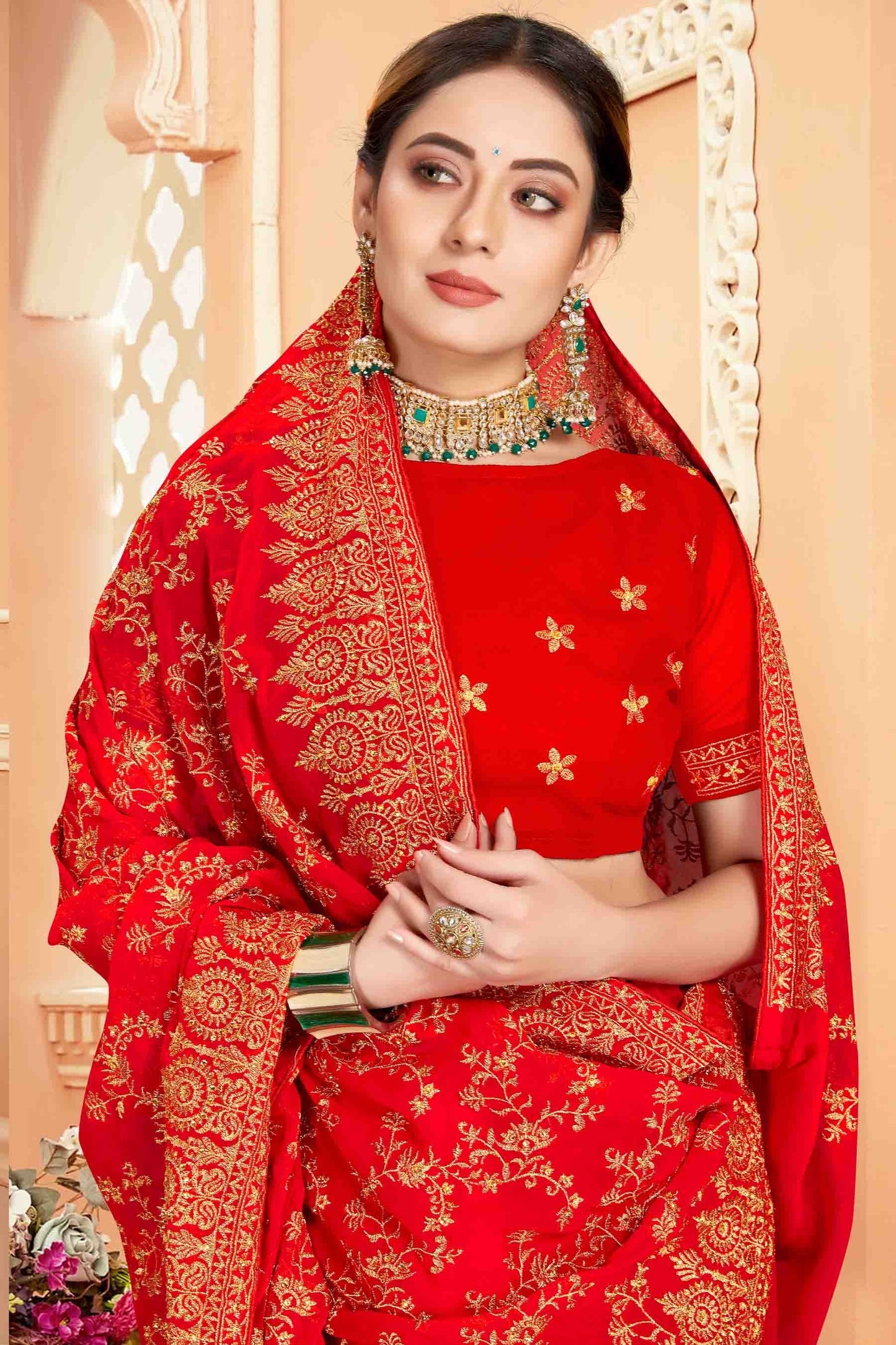 Red Colour Georgette Designer Saree SD1090564 A