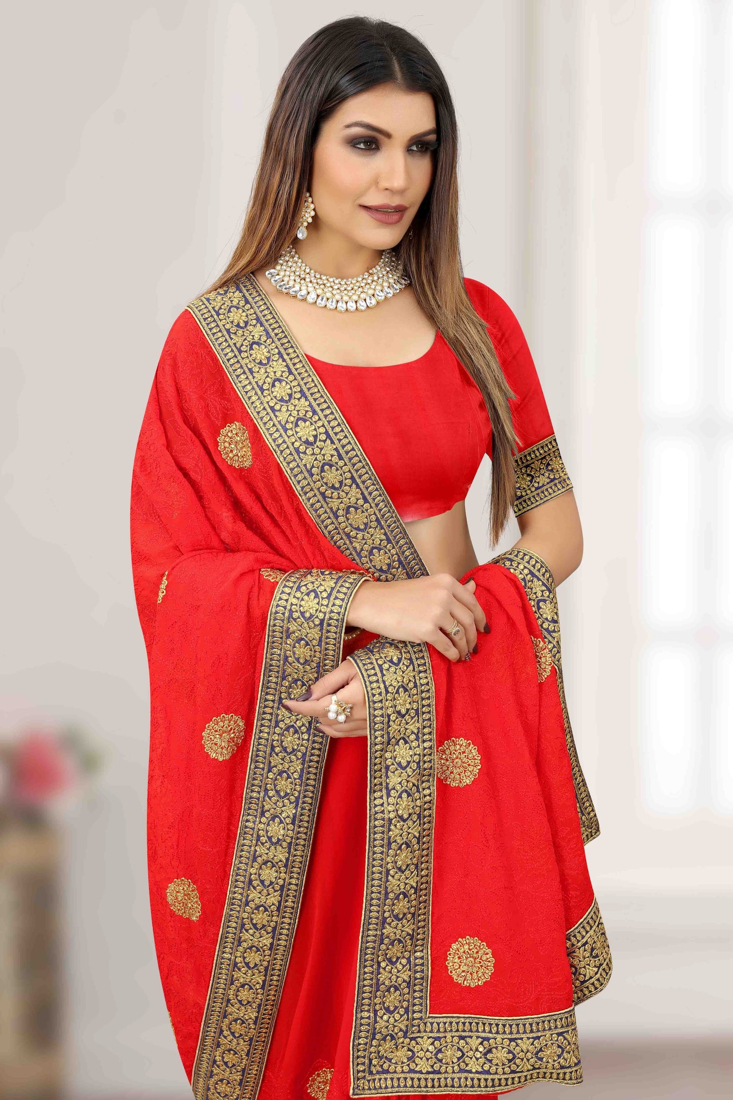 Red Colour Georgette Designer Saree SD1121195 A