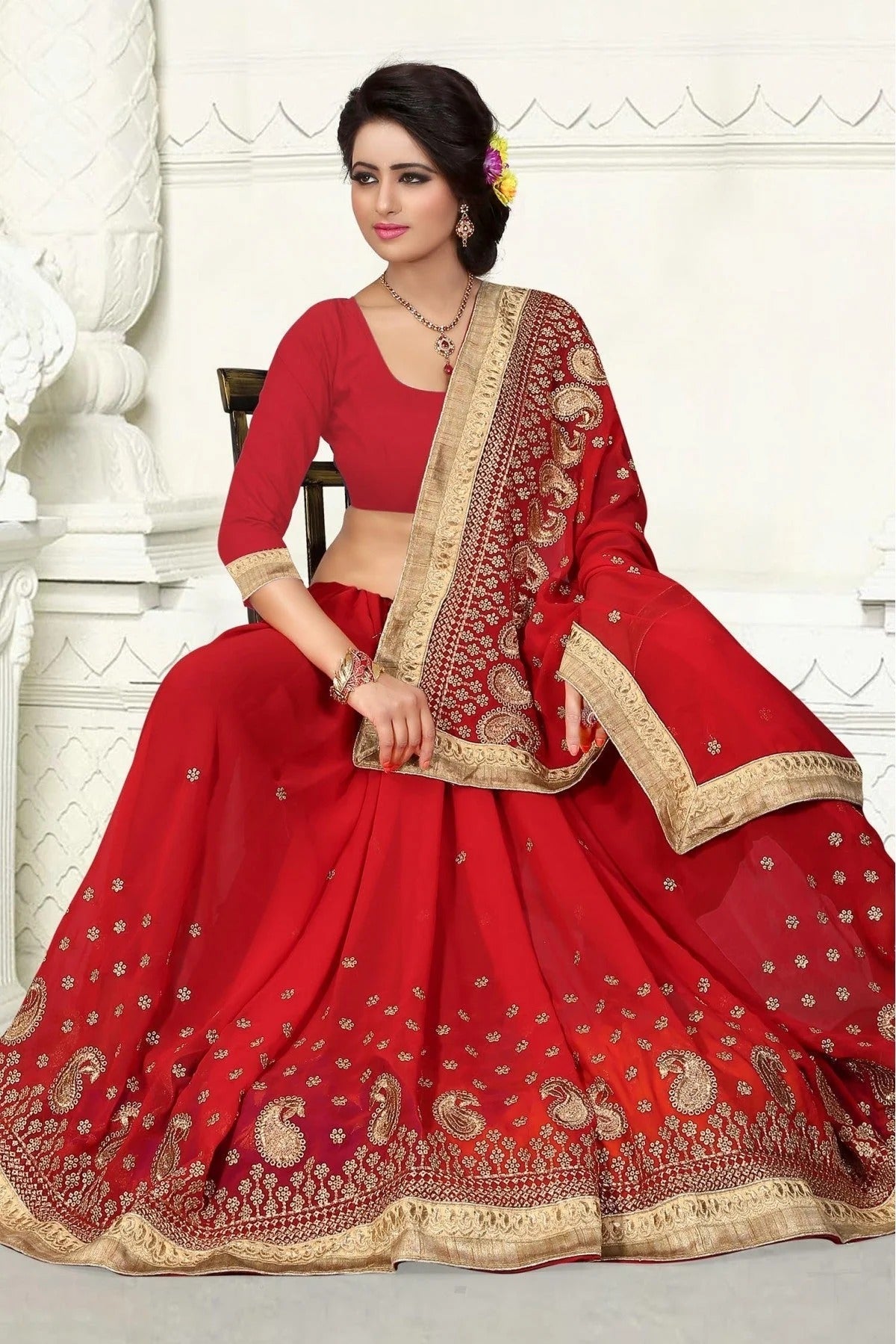 Red Colour Georgette Party Wear Saree SD1120403 A