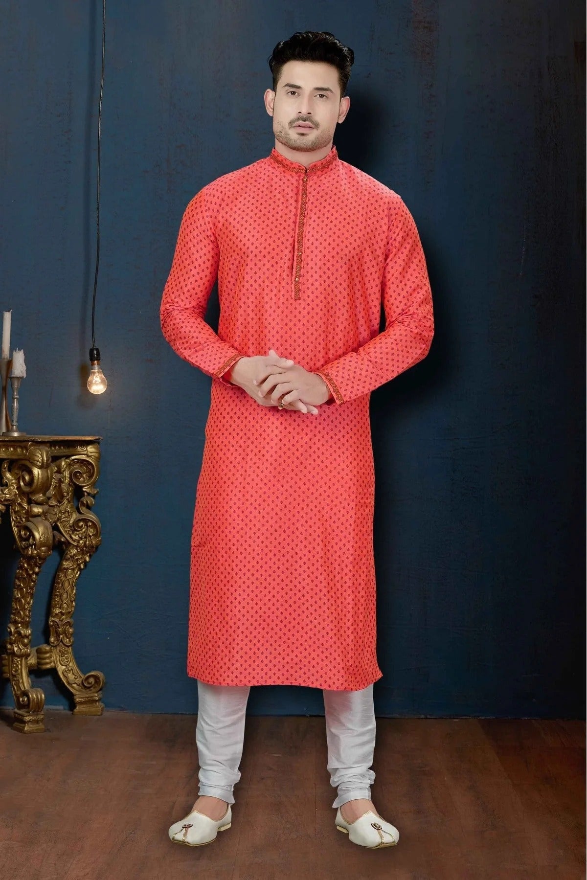 Red Colour Kurta Pajama In Dupioni Fabric KP1040068