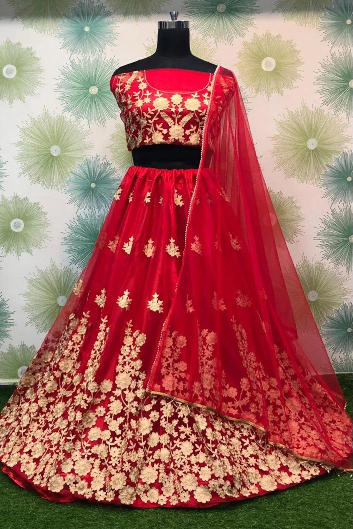 Red Colour Net Lehenga Choli LC1020076