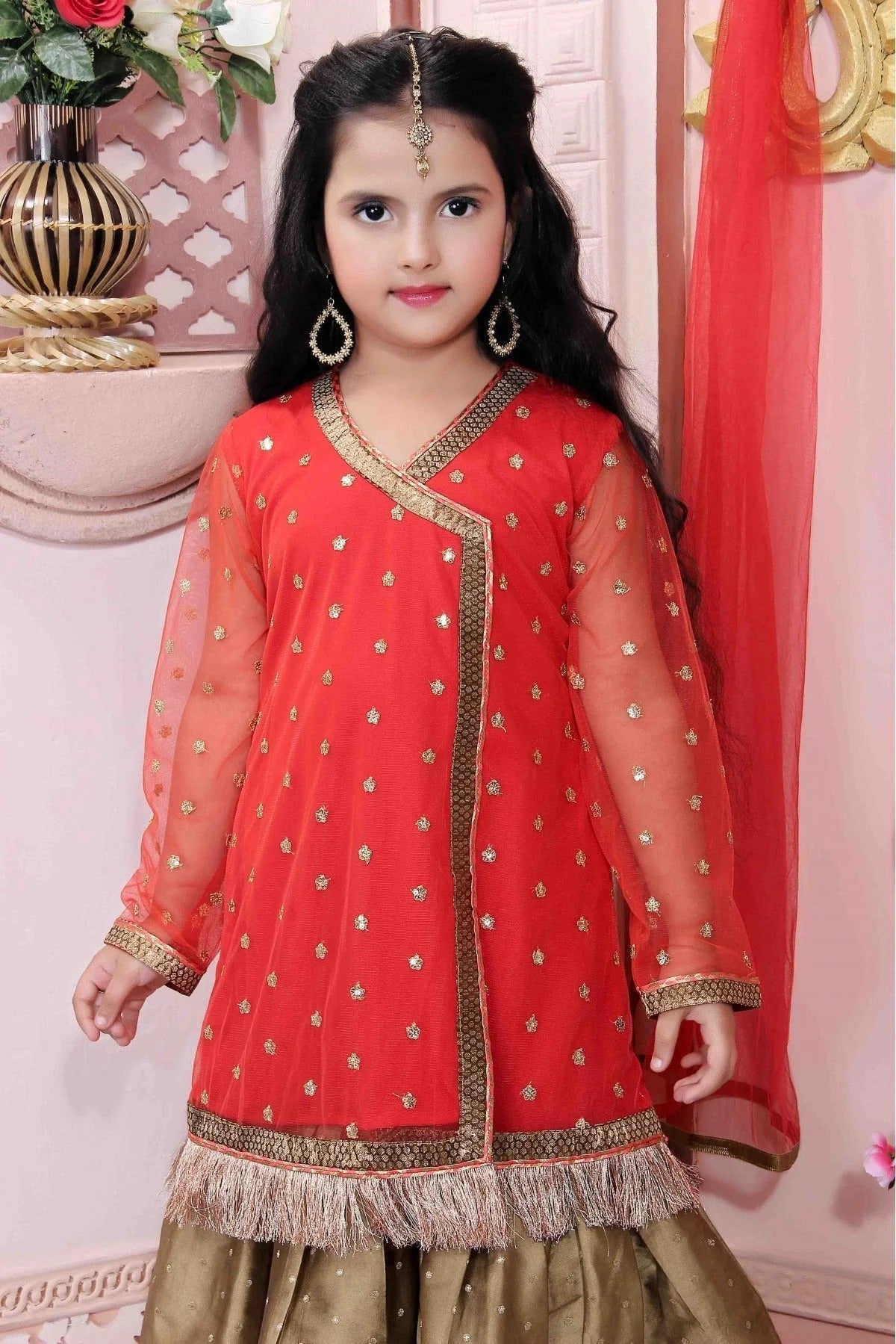Red Colour Net Party Wear Sharara Suit GW1070014 B