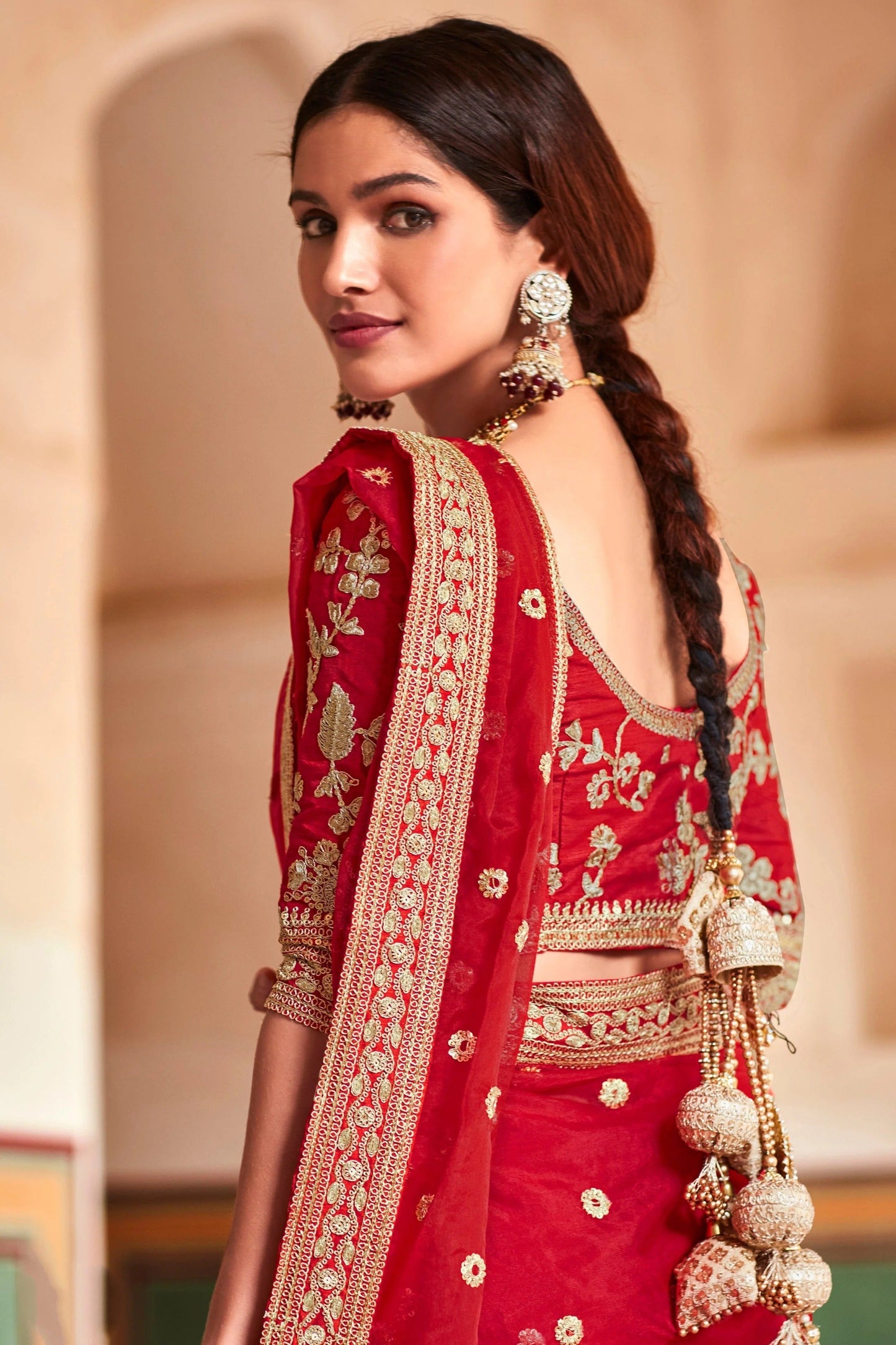 Red Colour Organza Zari Work Saree SD1080052 A