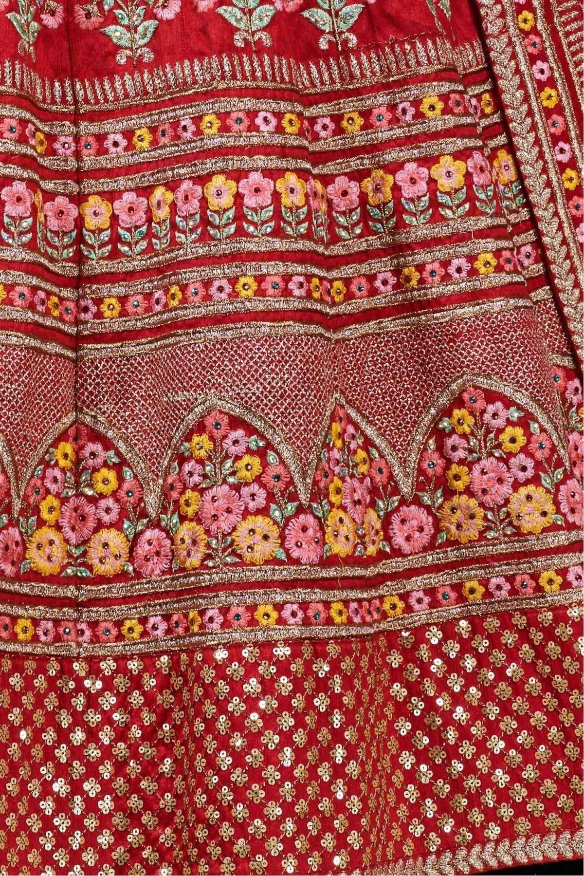 Red Colour Silk Lehenga Choli LC1010023 D