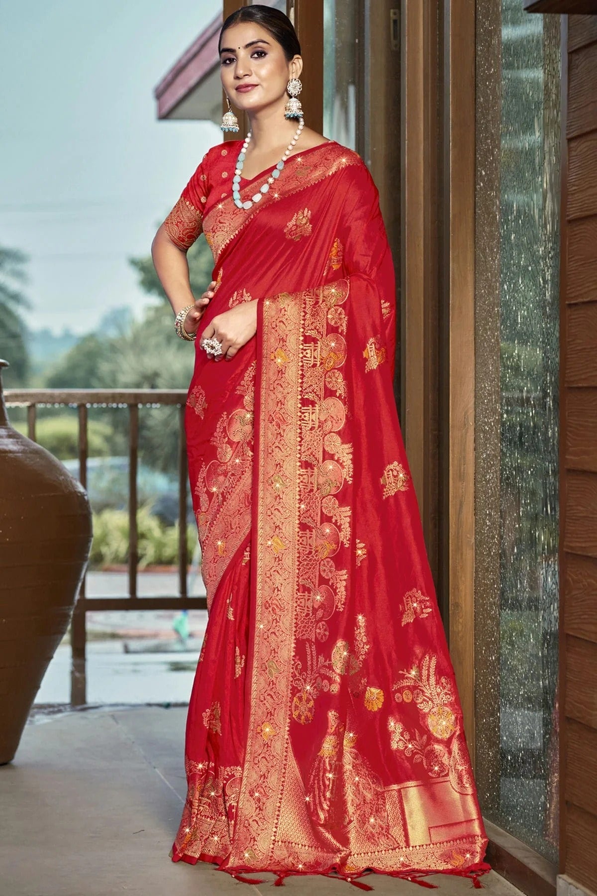 Red Colour Silk Woven Work Traditional Saree SD1102904