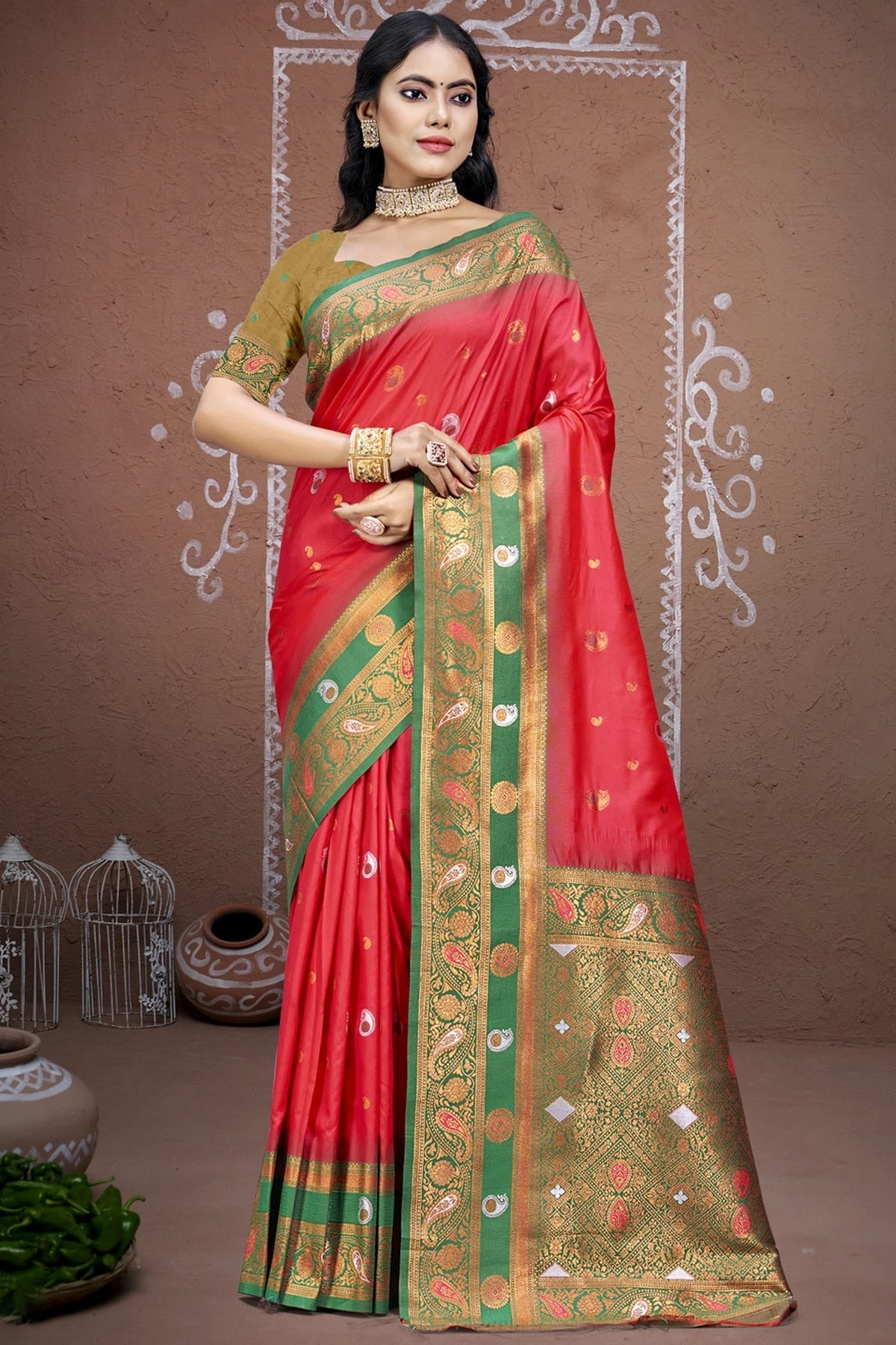 Red Colour Silk Woven Work Traditional Saree SD1102989