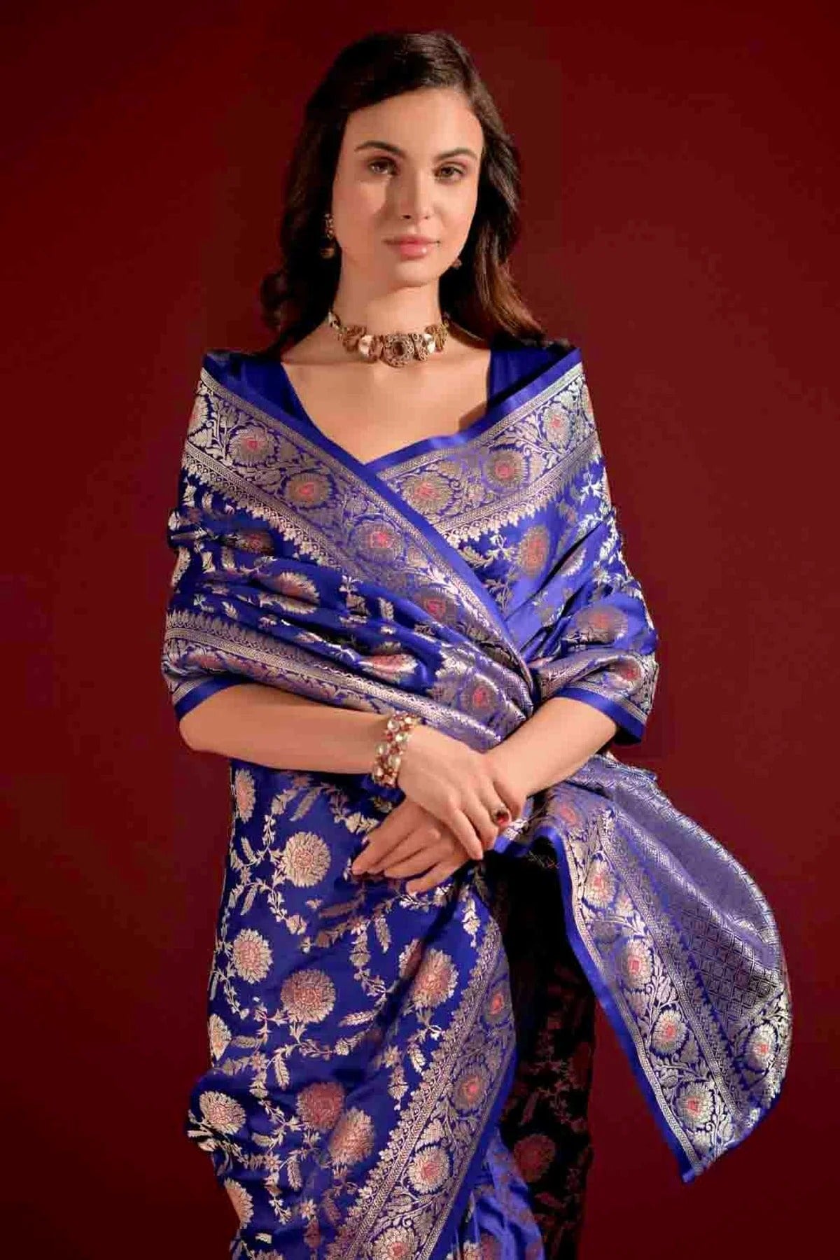 Royal Blue Colour Banarasi Silk Traditional Saree SD1260075 B
