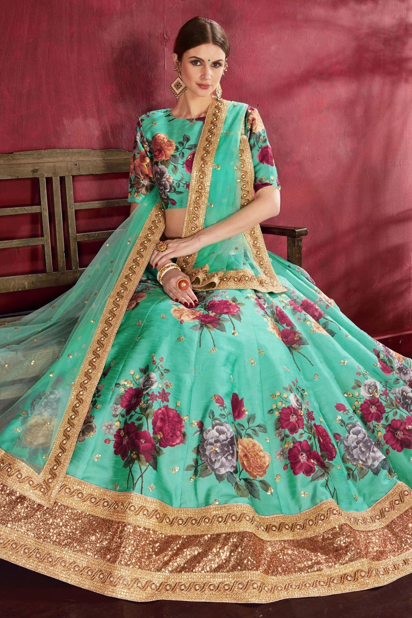 Sea Green Banglori Silk Designer Lehenga Choli LC1010145 B