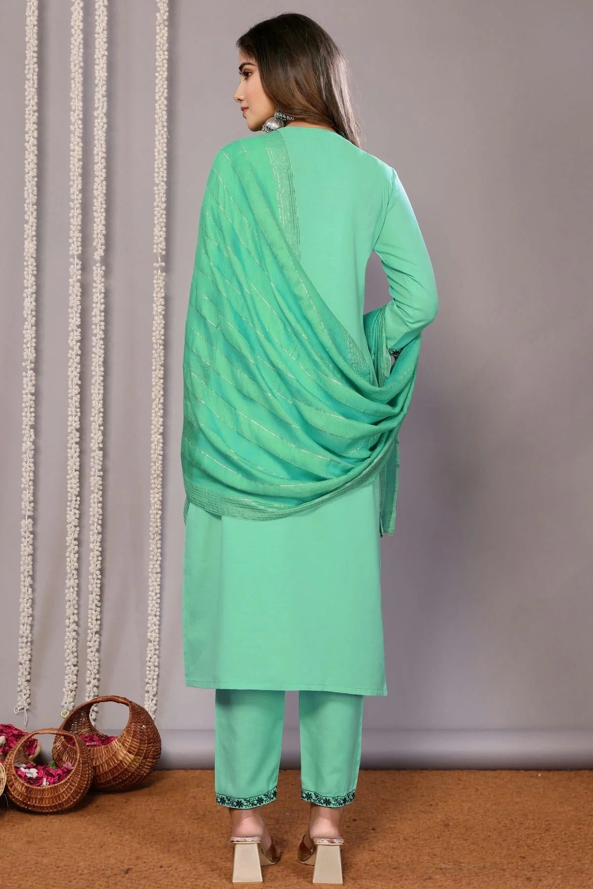 Sea Green Colour Cotton Blend Stitched Suit SS1112296 A