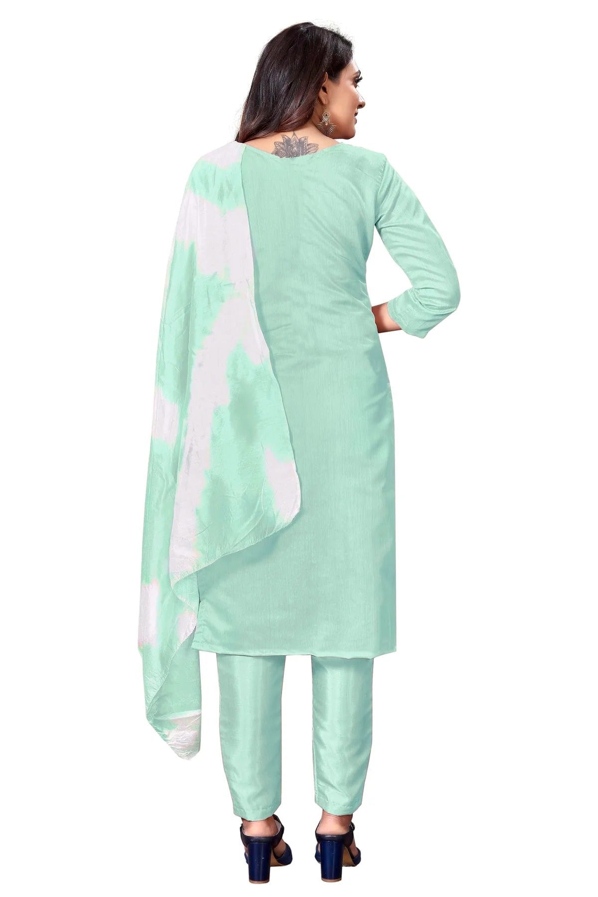Sea Green Colour Unstitched Modal Cotton Straight Suit US1160651 A