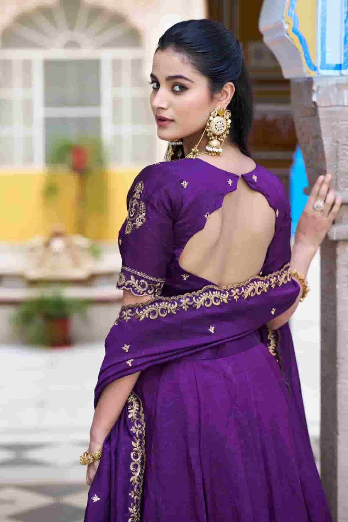 Silk Zari Woven Work Lehenga Choli In Purple Colour