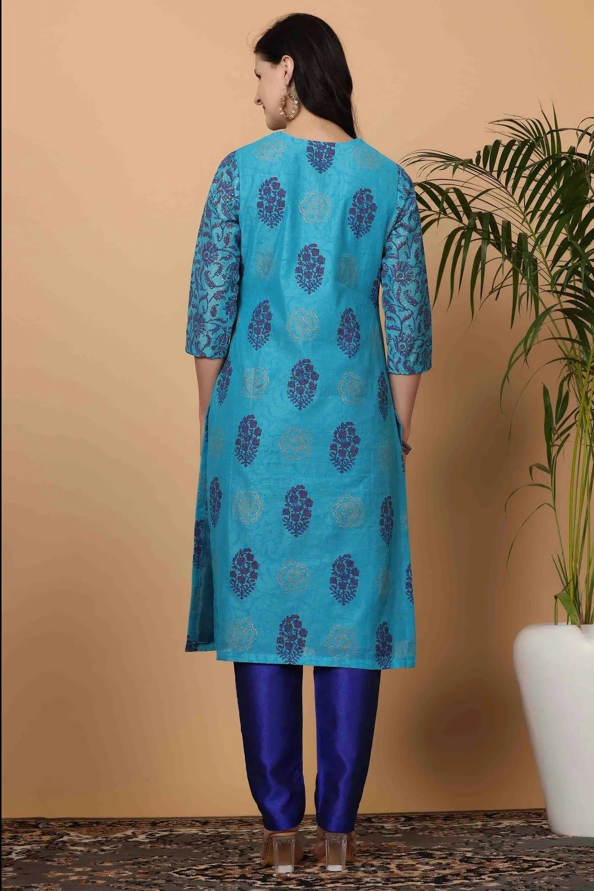 Sky Blue Colour Chanderi Stitched Suit SS1112918 A
