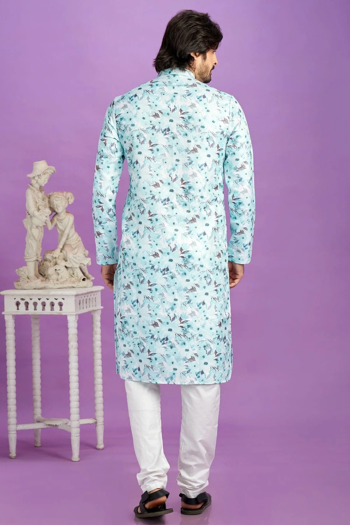 Sky Blue Colour Cotton Pintex Work Kurta Pajama KP1230195 B