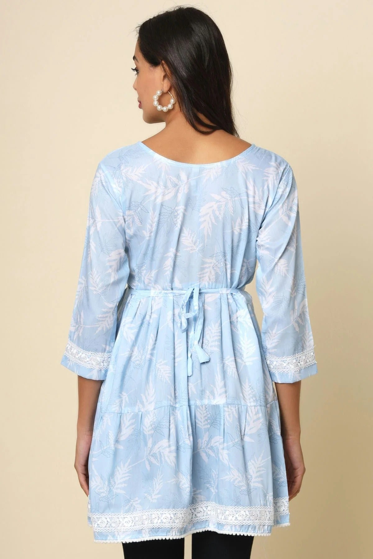 Sky Blue Colour Cotton Printed
