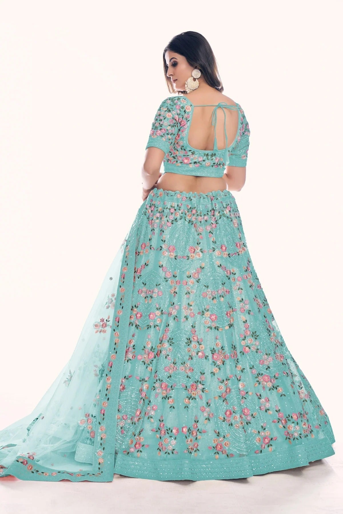 Sky Blue Colour Embroidery Soft Net Lehenga Choli LD1080759 A